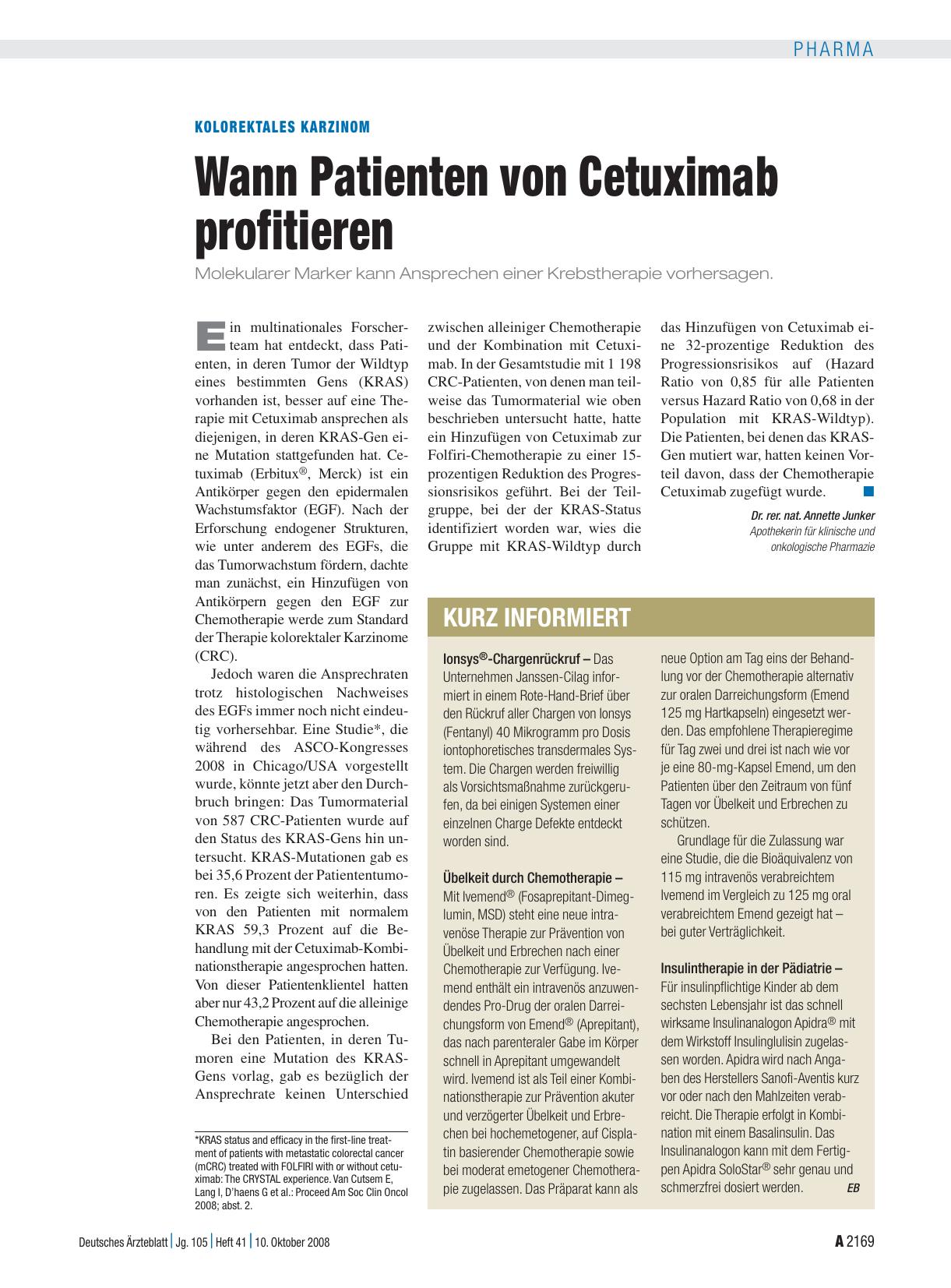 Vorschauseite 1: Kolorektales Karzinom: Wann Patienten von Cetuximab profitieren