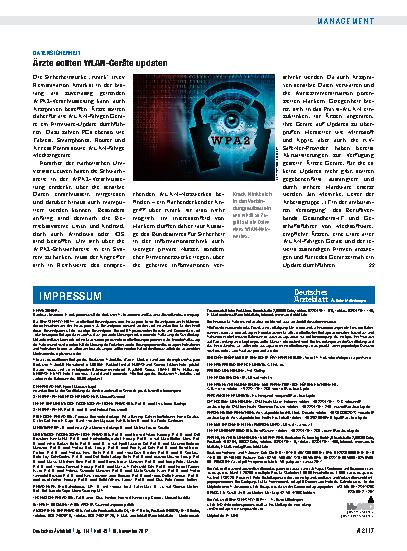 Vorschauseite 1: Datensicherheit: Ärzte sollten WLAN-Geräte updaten