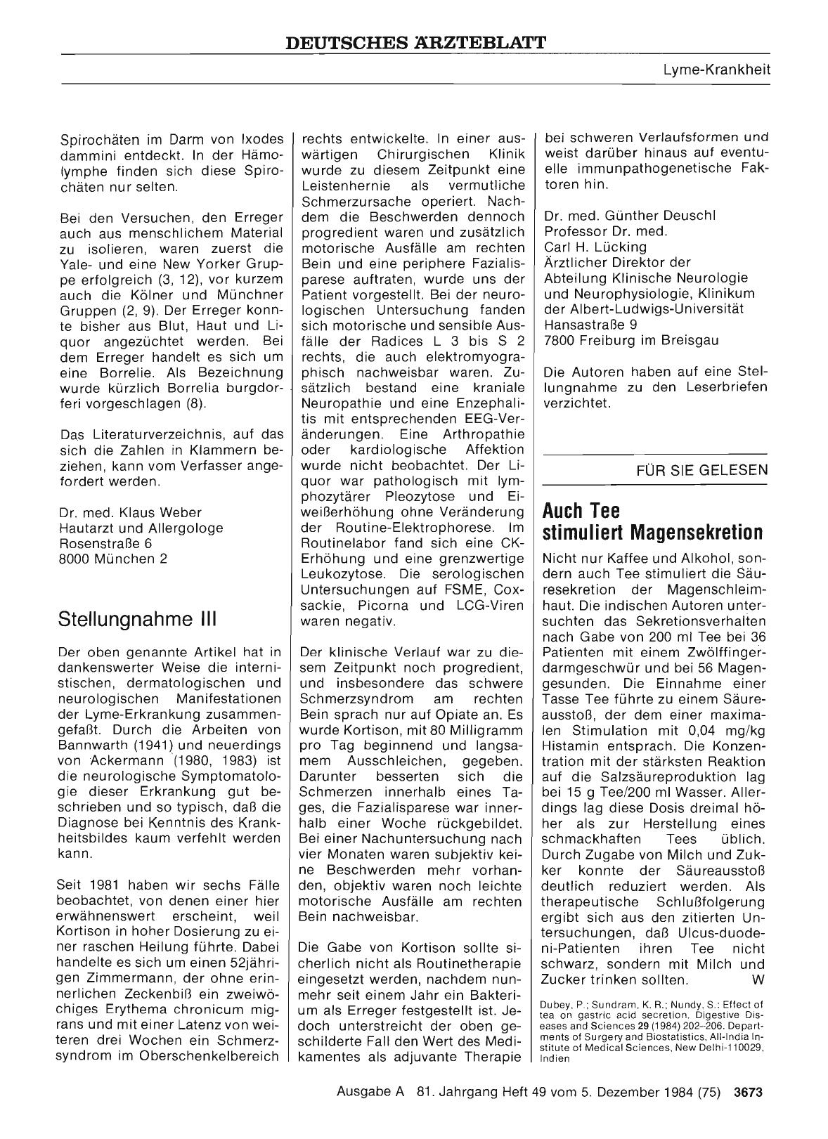 Vorschauseite 1: Durch Zecken übertragen: Die Lyme-Krankheit: Stellungnahme III