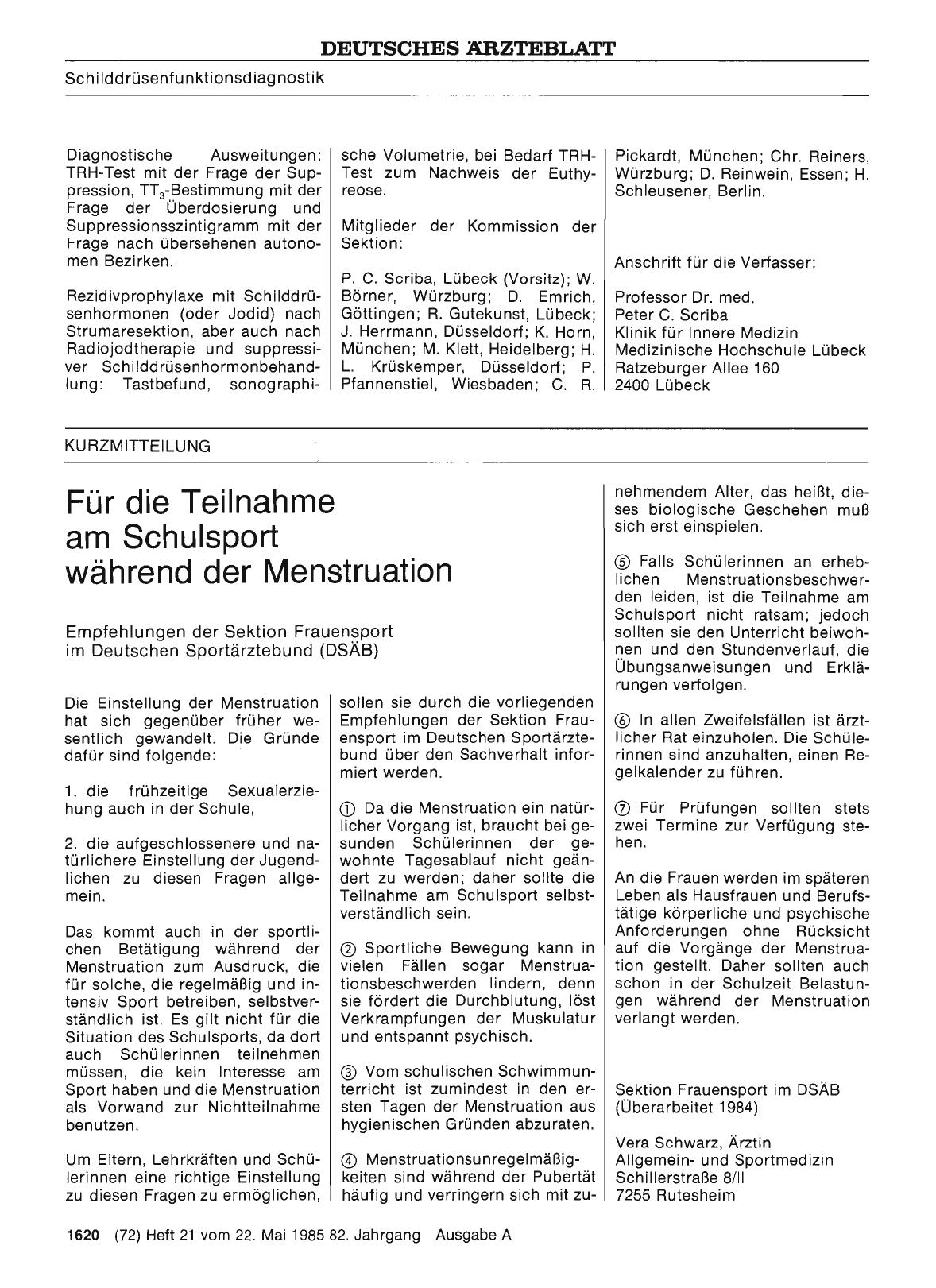 Vorschauseite 1: Für die Teilnahme am Schulsport während der Menstruation