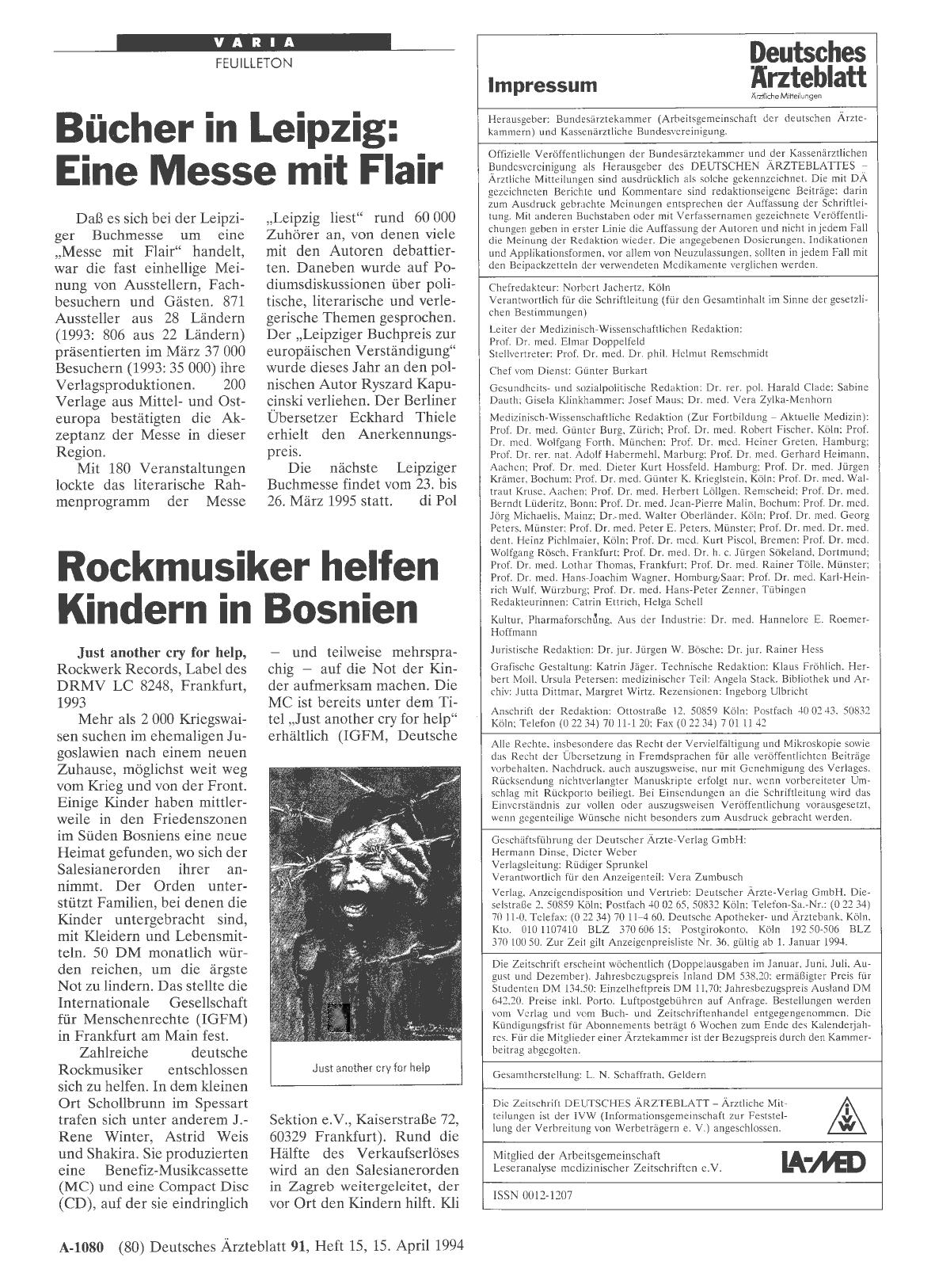Vorschauseite 1: Rockmusiker helfen Kindern in Bosnien