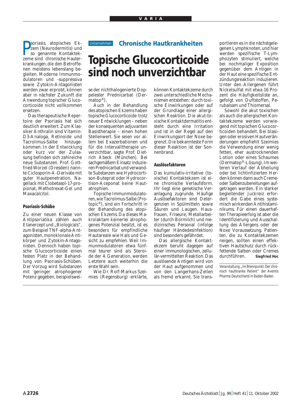 Vorschauseite 1: Chronische Hautkrankheiten: Topische Glucocorticoide sind noch unverzichtbar