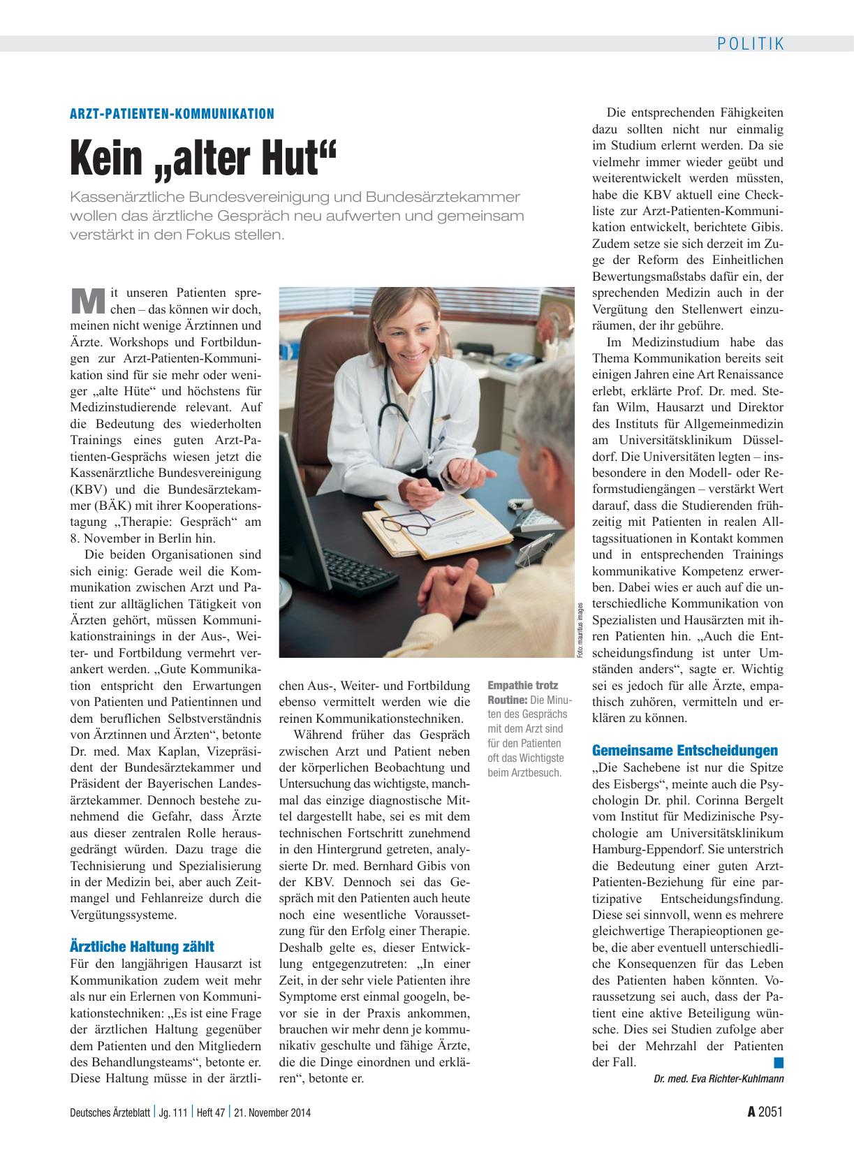 Vorschauseite 1: Arzt-Patienten-Kommunikation: Kein „alter Hut“