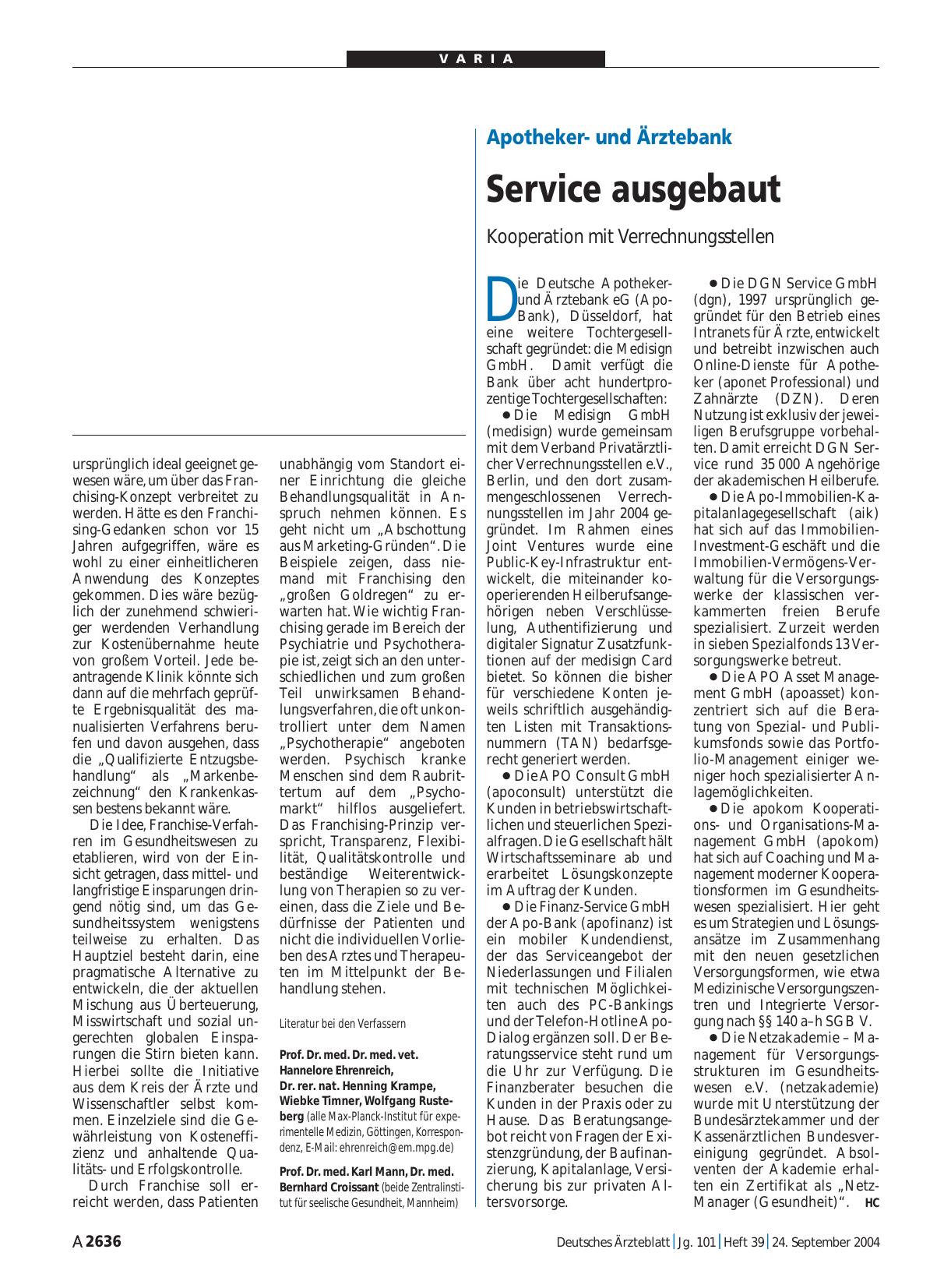 Vorschauseite 1: Apothekerund Ärztebank: Service ausgebaut