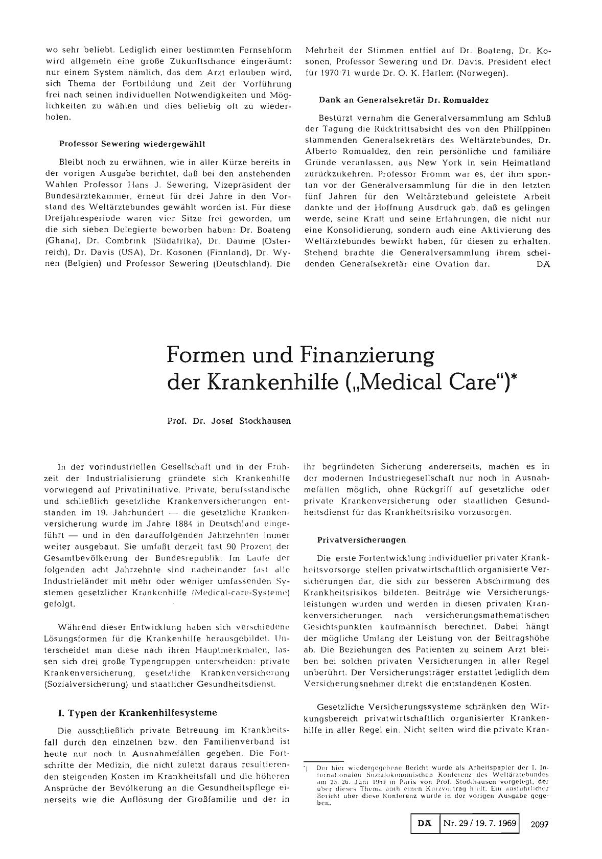 Vorschauseite 1: Formen und Finanzierung der Krankenhilfe („Medical Care")