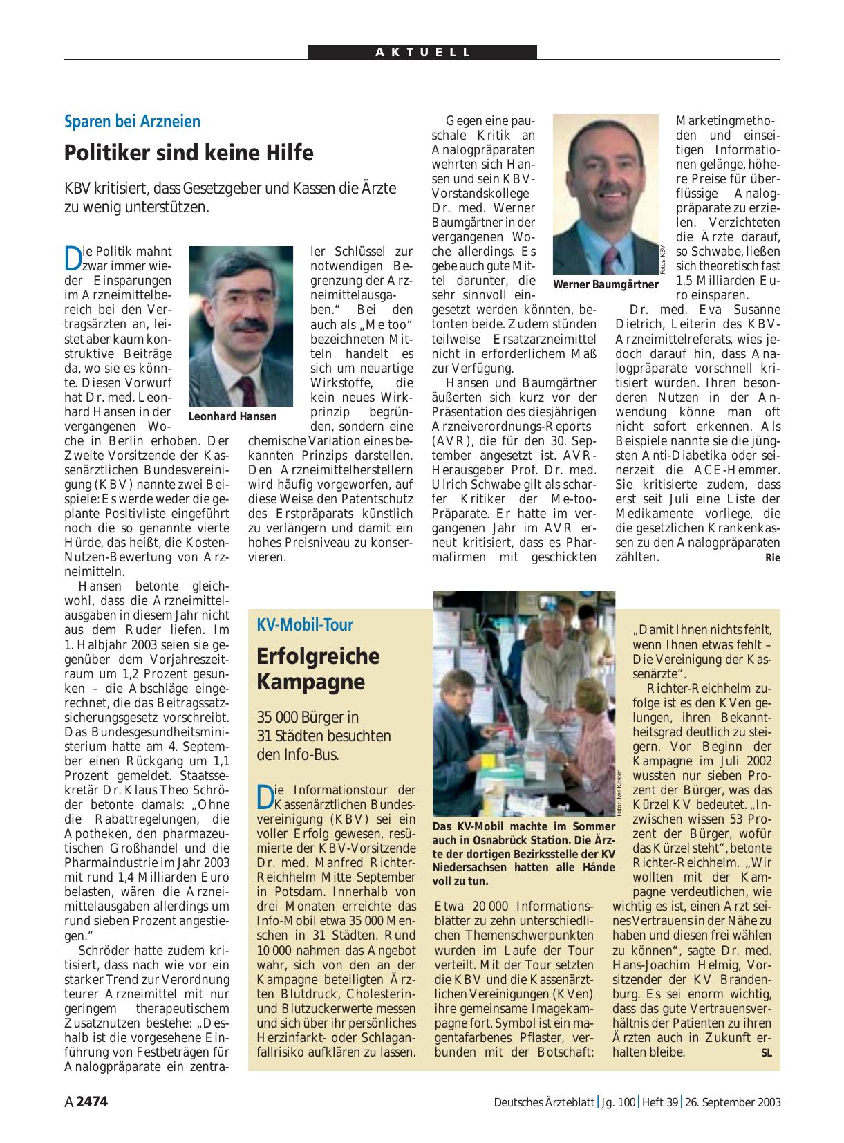Vorschauseite 1: Sparen bei Arzneien: Politiker sind keine Hilfe
