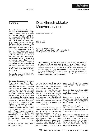 Vorschauseite 1: Das klinisch okkulte Mammakarzinom