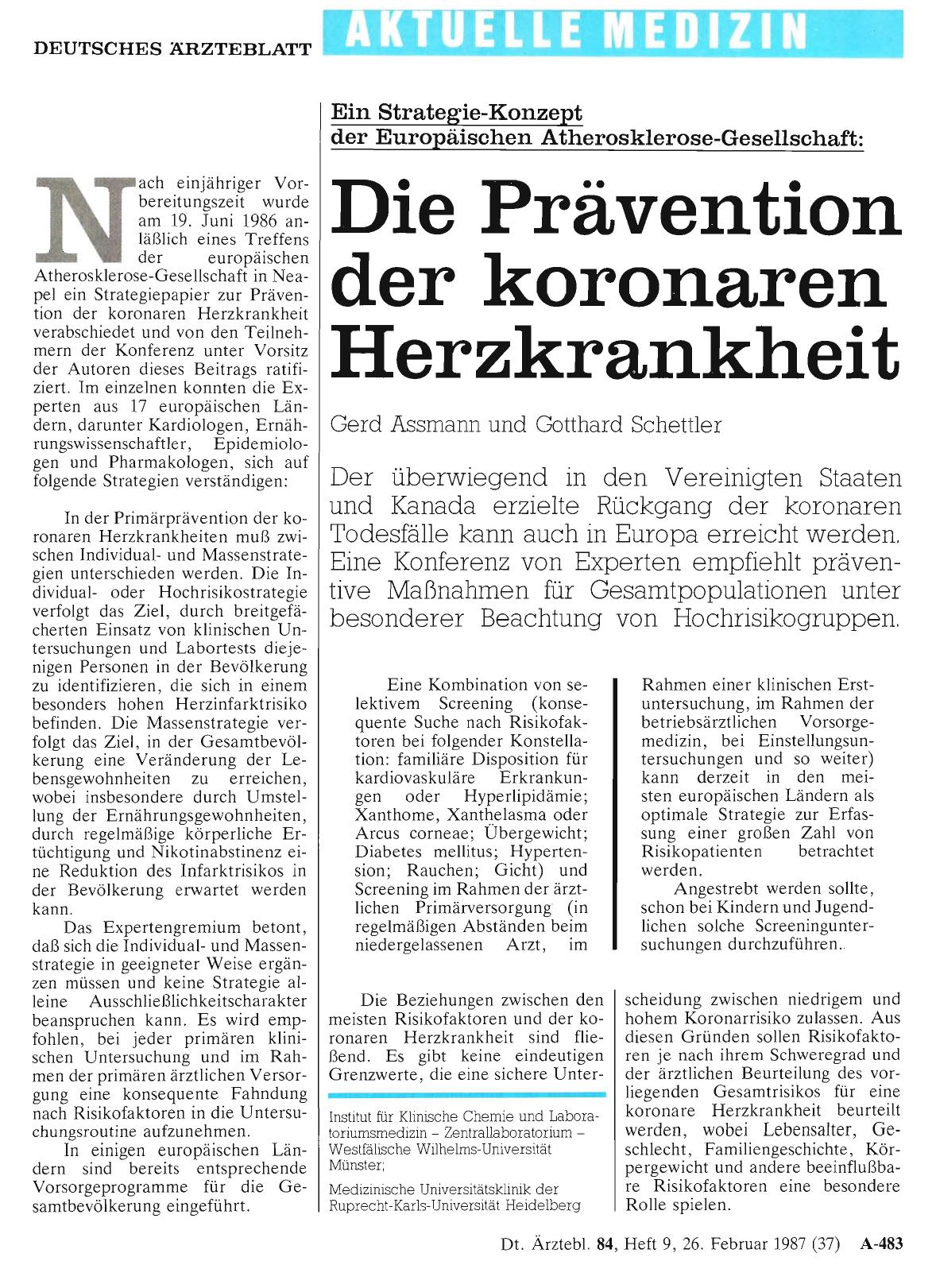 Vorschauseite 1: Die Prävention der koronaren Herzkrankheit