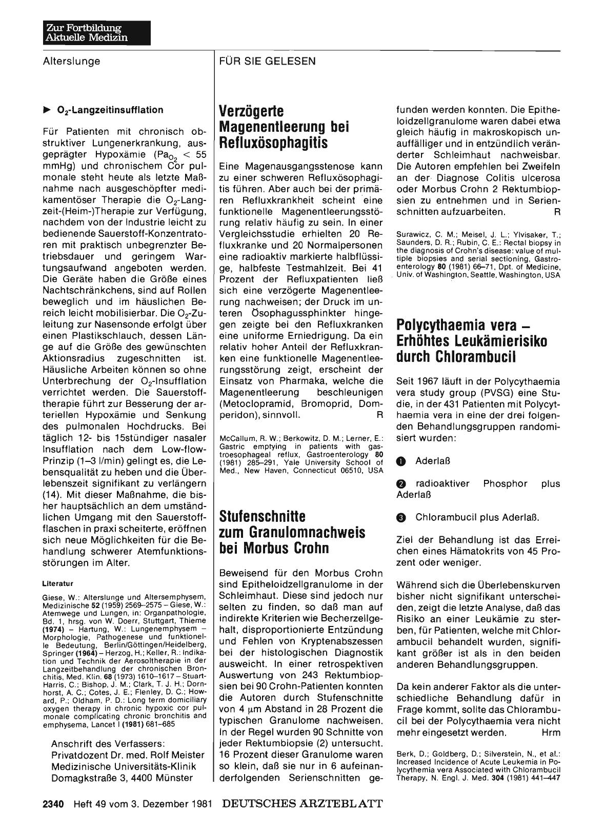 Vorschauseite 1: Polycythaemia vera - Erhöhtes Leukämierisiko durch Chlorambucil