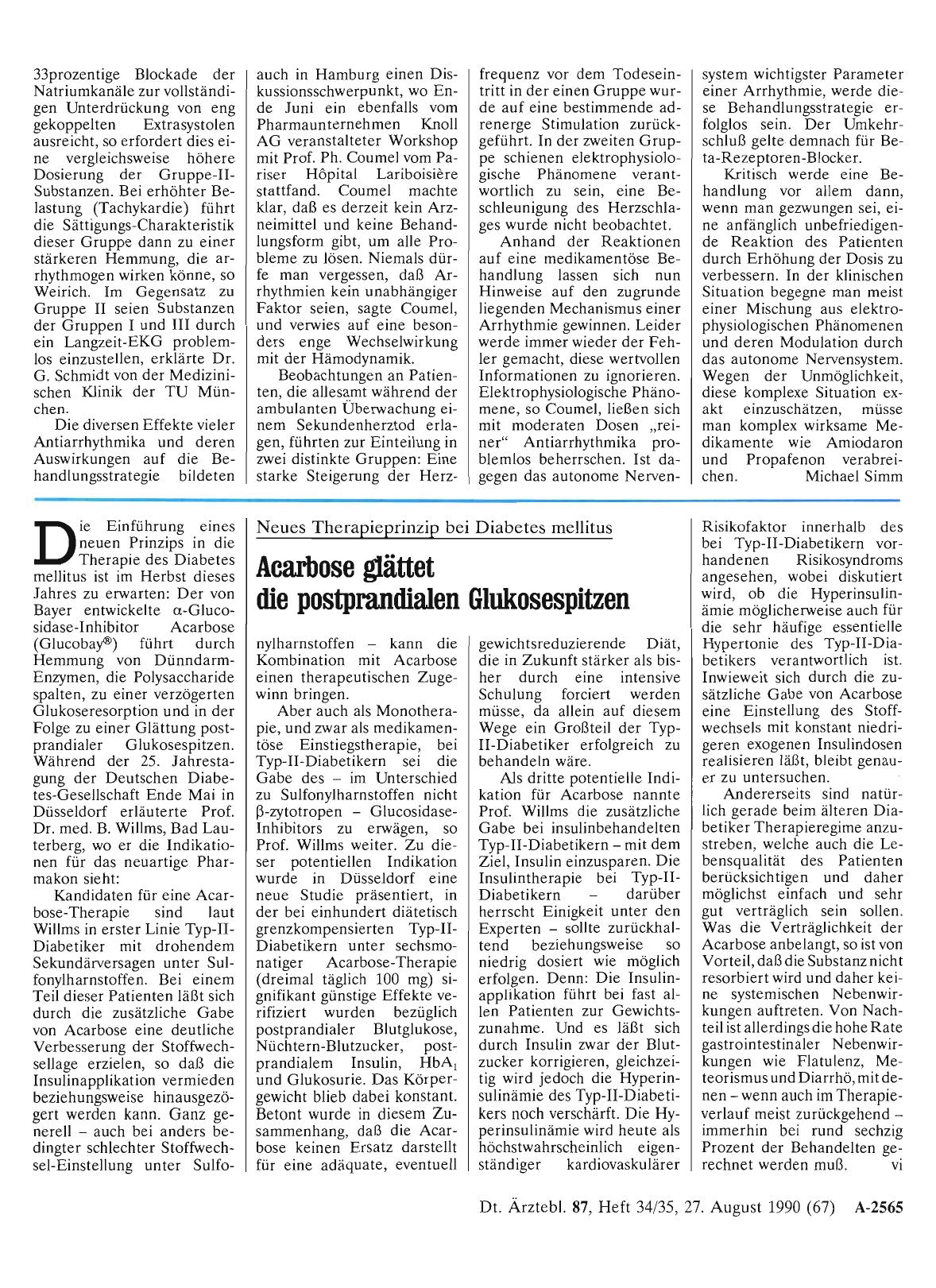 Vorschauseite 1: Neues Therapieprinzip bei Diabetes mellitus: Acarbose glättet die postprandialen Glukosespitzen