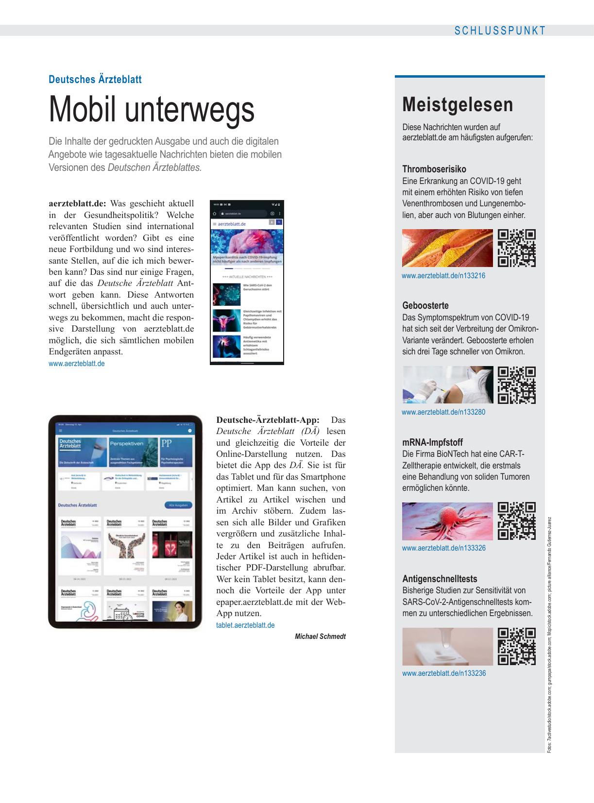 Vorschauseite 1: Deutsches Ärzteblatt: Mobil unterwegs
