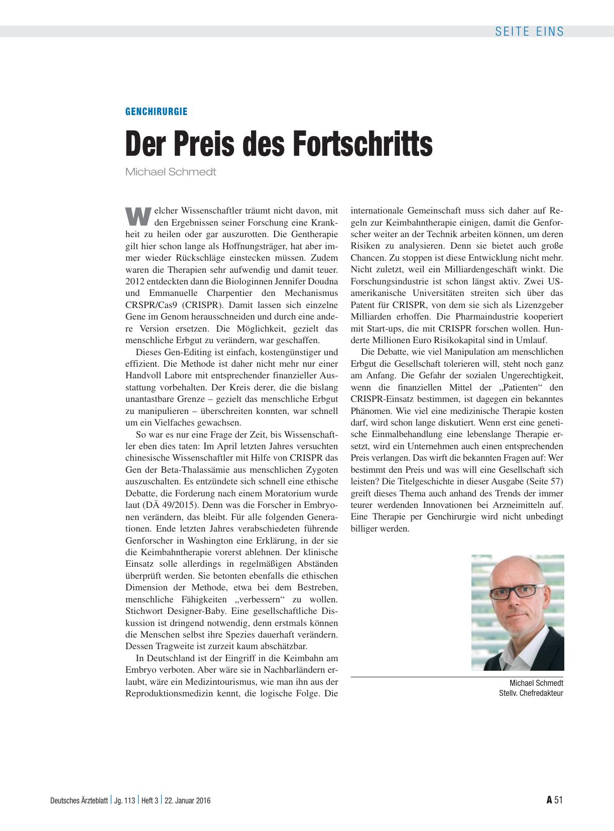 Vorschauseite 1: Genchirurgie: Der Preis des Fortschritts