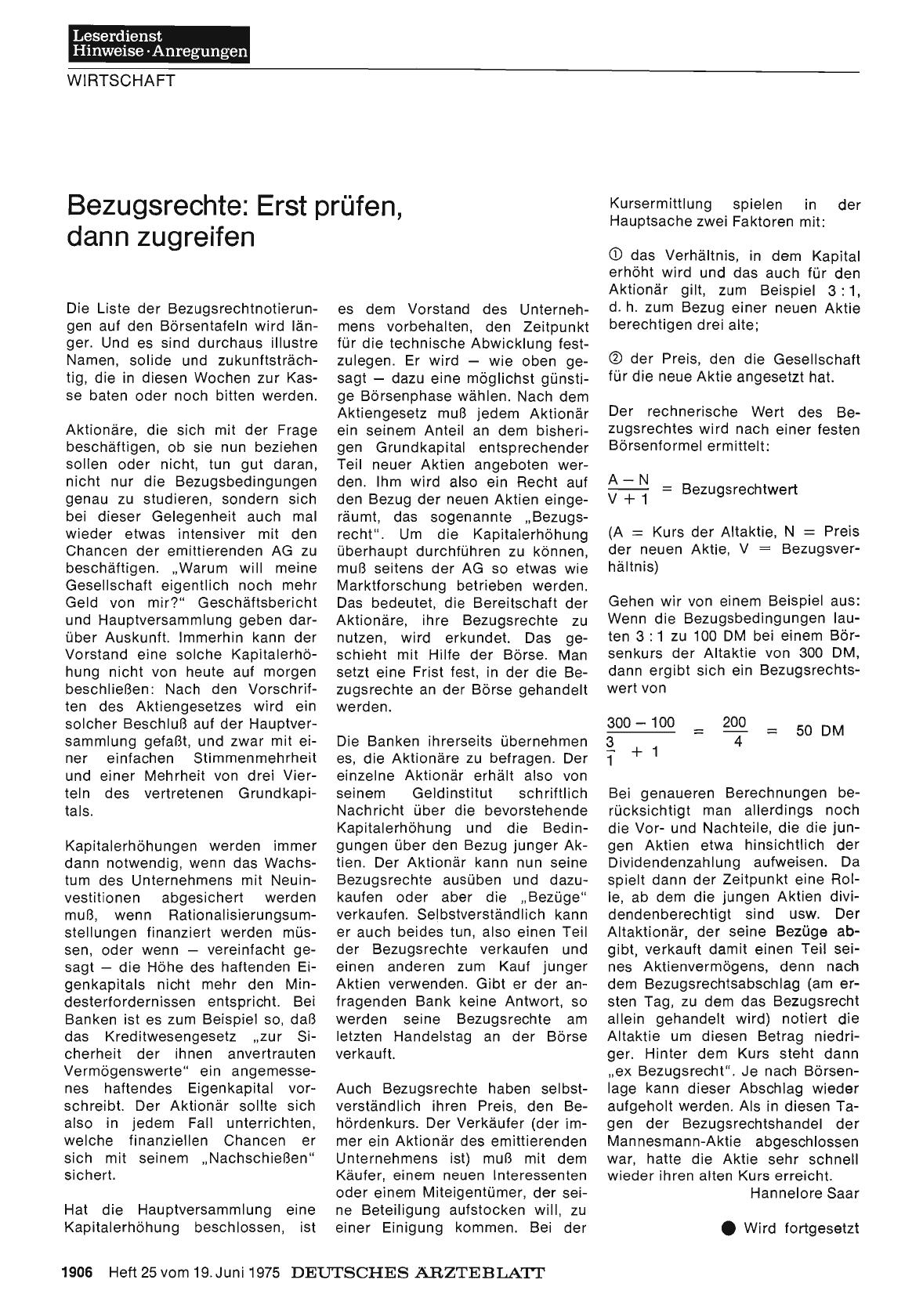 Vorschauseite 1: Bezugsrechte: Erst prüfen, dann zugreifen