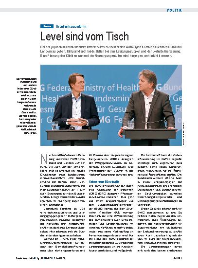 Vorschauseite 1: Krankenhausreform: Änderungen sind vom Tisch