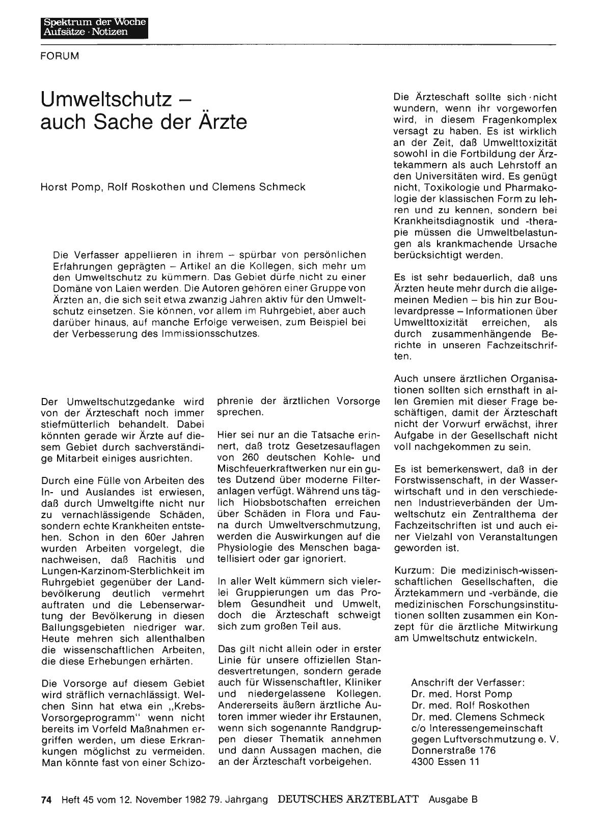Vorschauseite 1: Umweltschutz — auch Sache der Ärzte