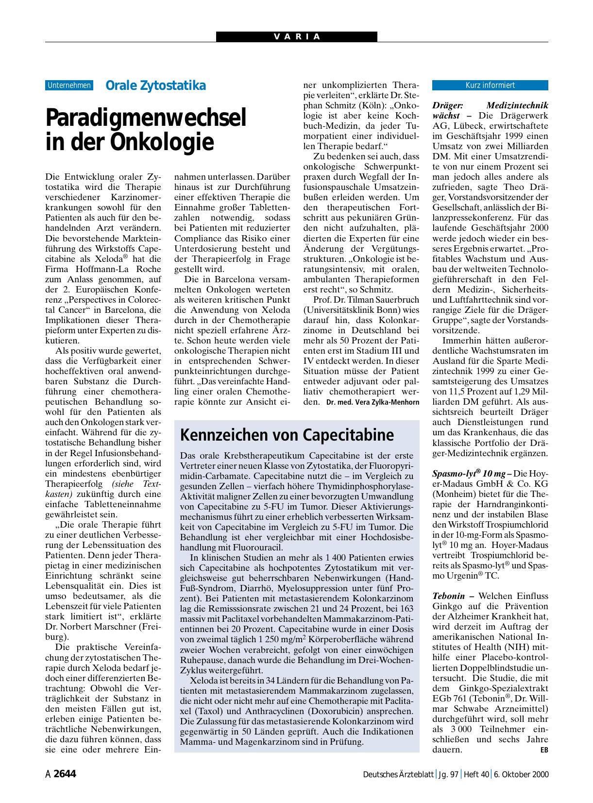 Vorschauseite 1: Kennzeichen von Capecitabine