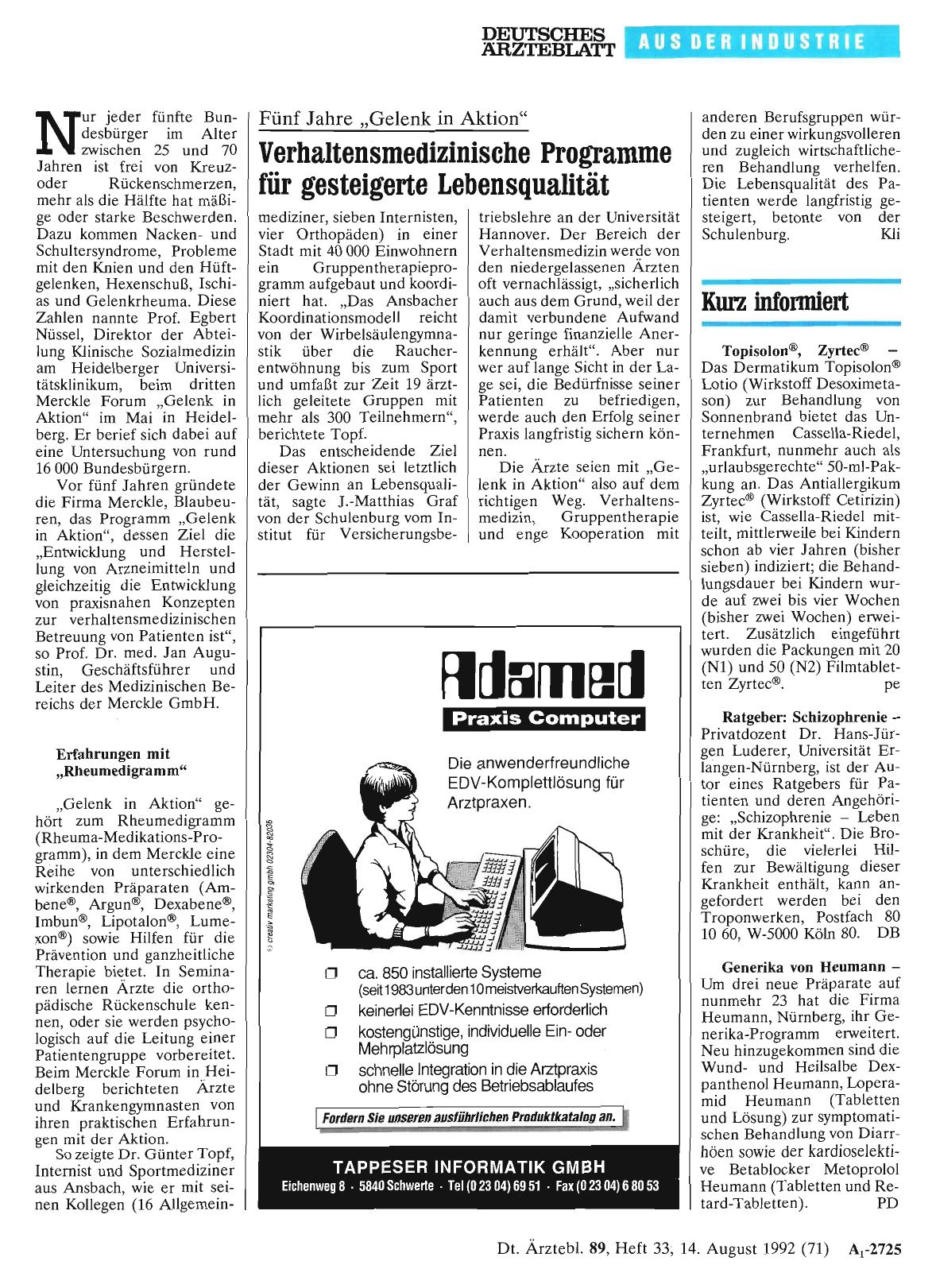 Vorschauseite 1: Kurz informiert