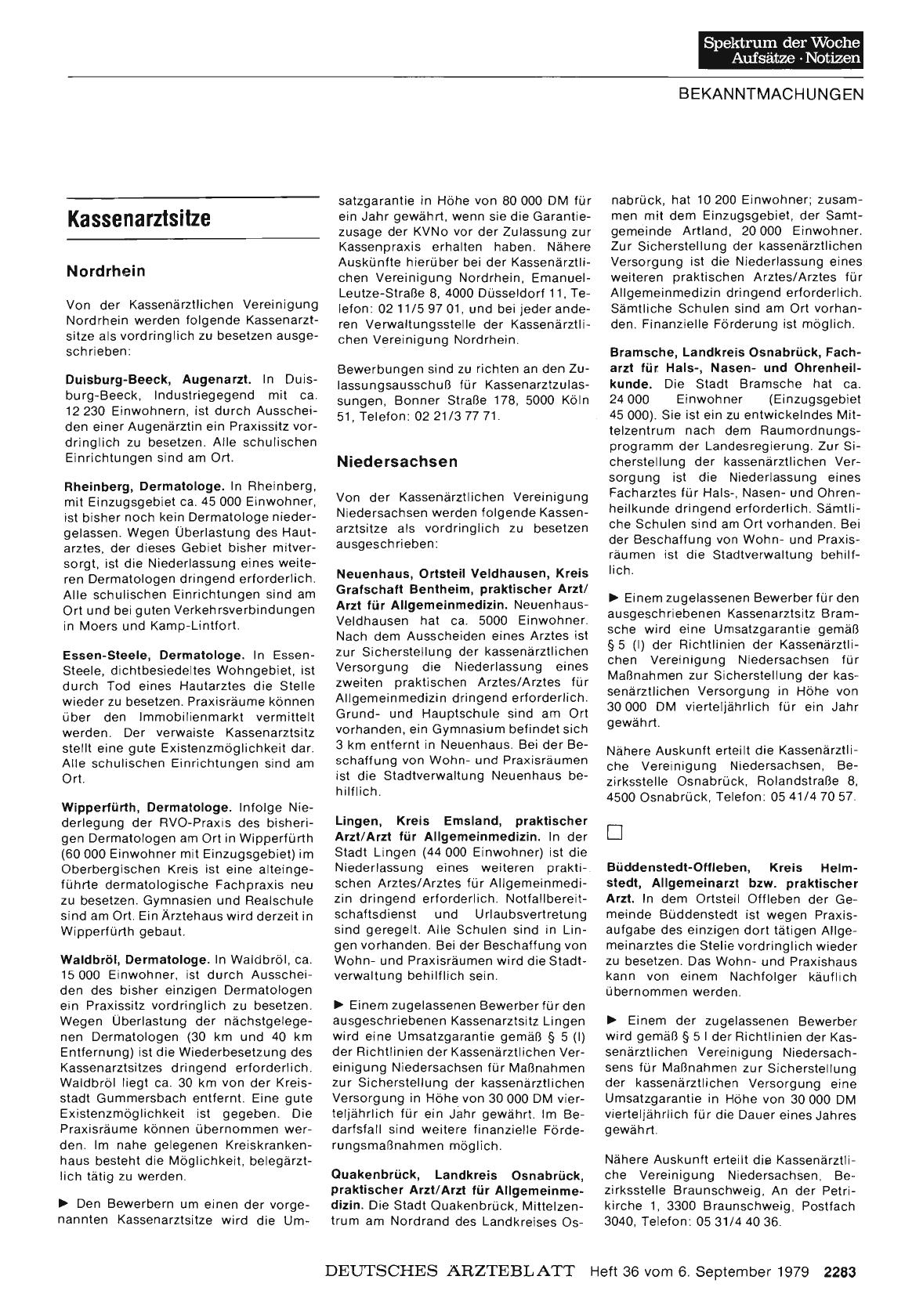 Vorschauseite 1: Kassenarztsitze