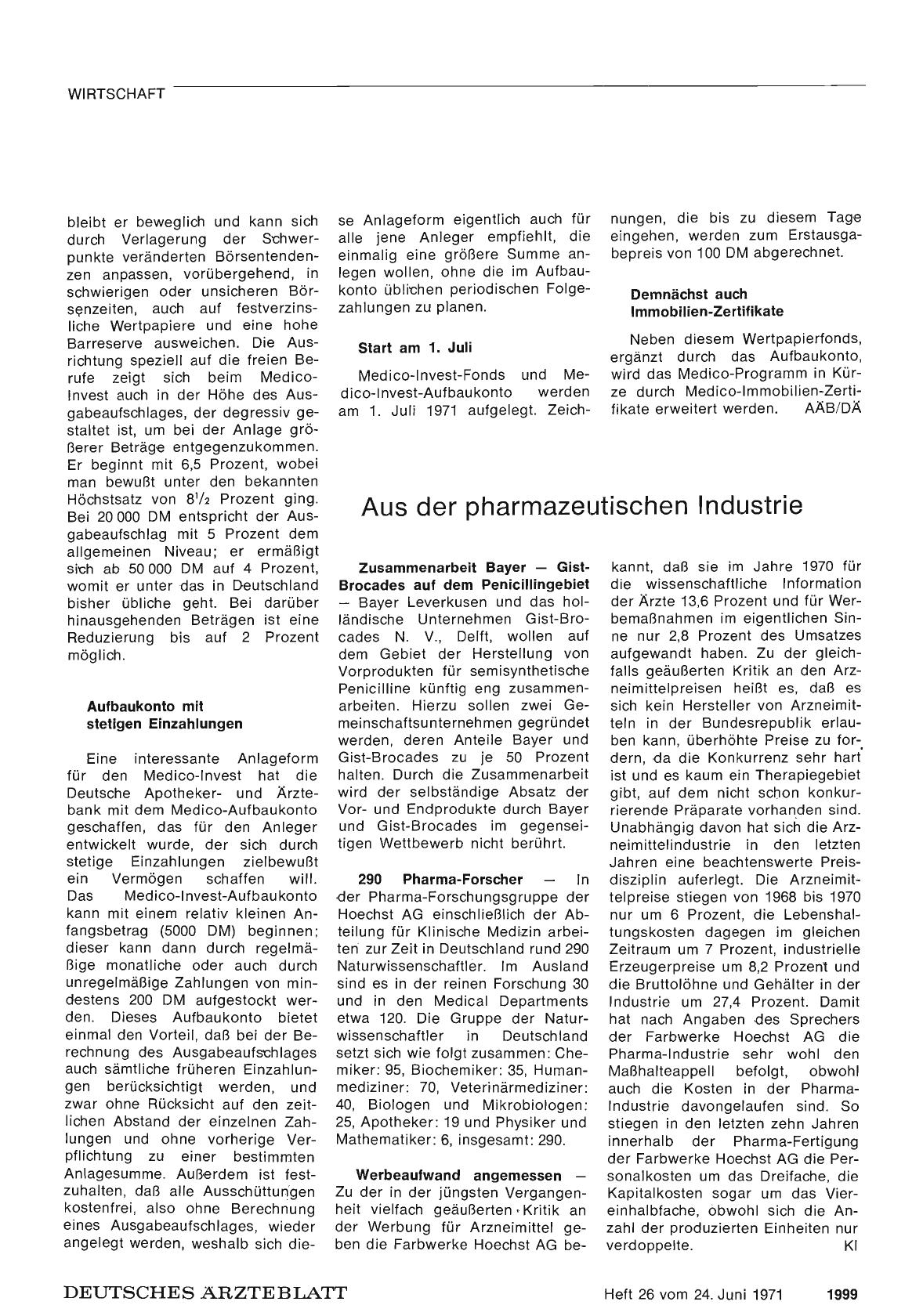 Vorschauseite 1: Aus der pharmazeutischen Industrie