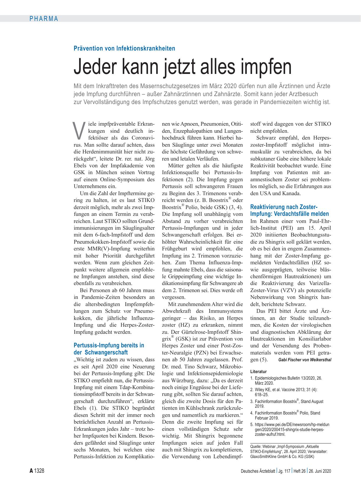 Vorschauseite 1: Prävention von Infektionskrankheiten: Jeder kann jetzt alles impfen