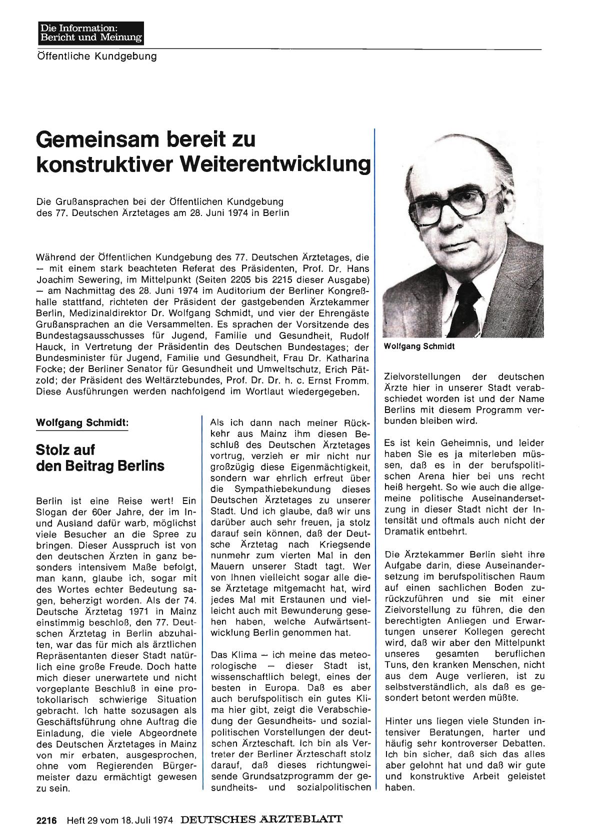 Vorschauseite 1: Gemeinsam bereit zu konstruktiver Weiterentwicklung