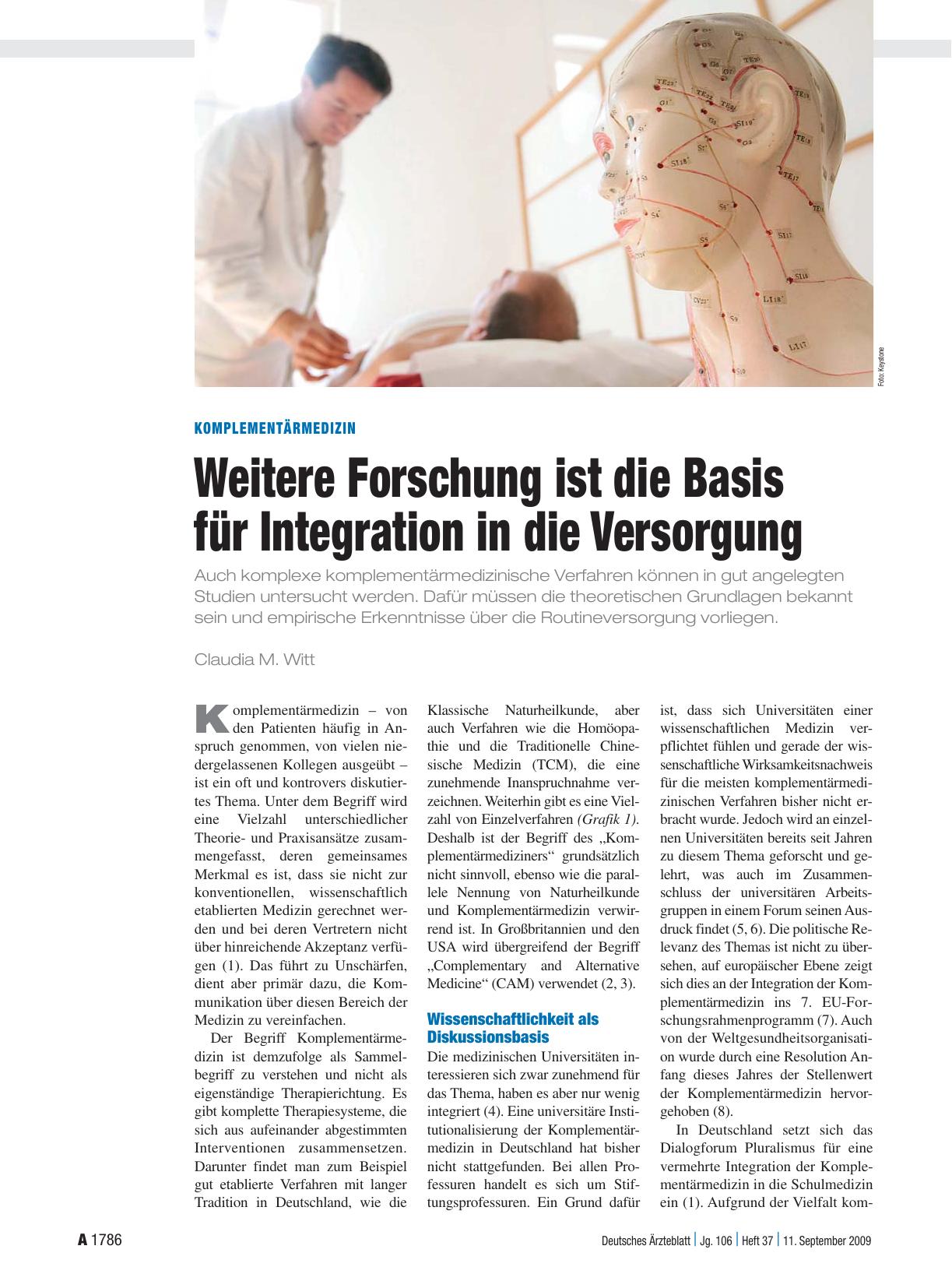 Vorschauseite 1: Komplementärmedizin: Weitere Forschung ist die Basis für Integration in die Versorgung