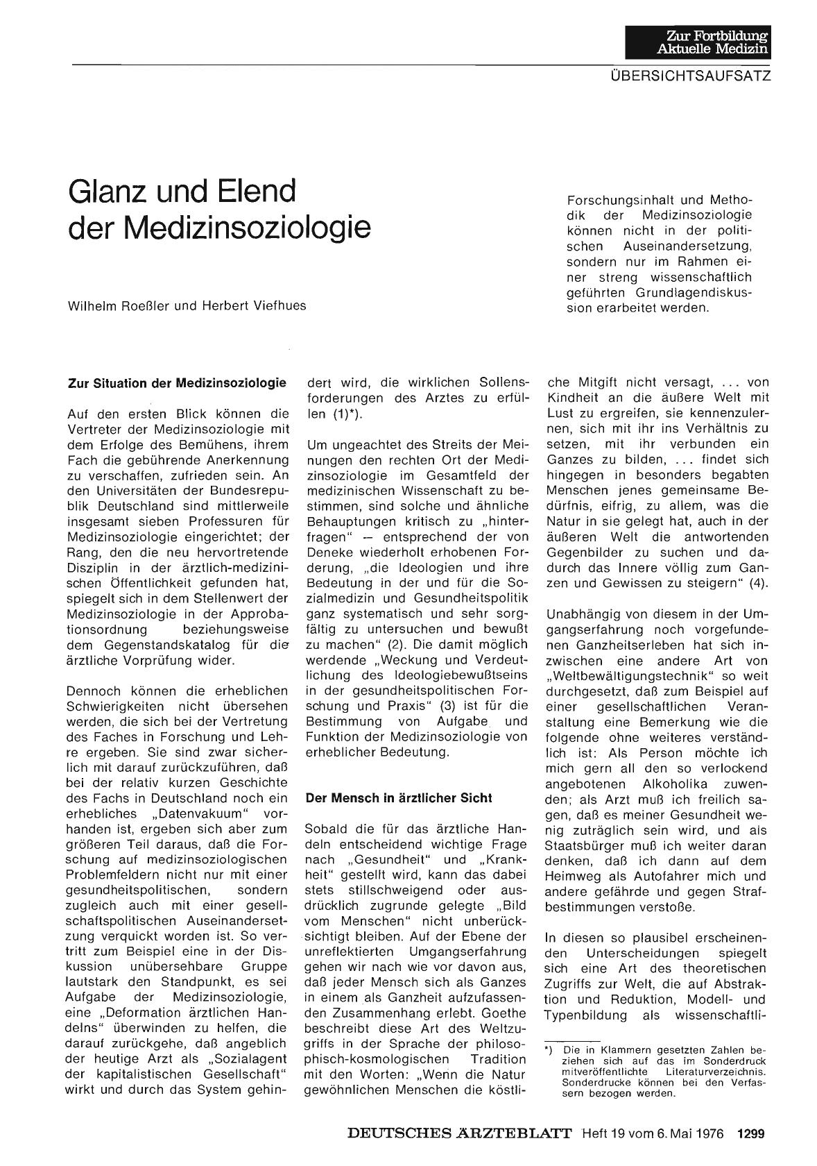 Vorschauseite 1: Glanz und Elend der Medizinsoziologie