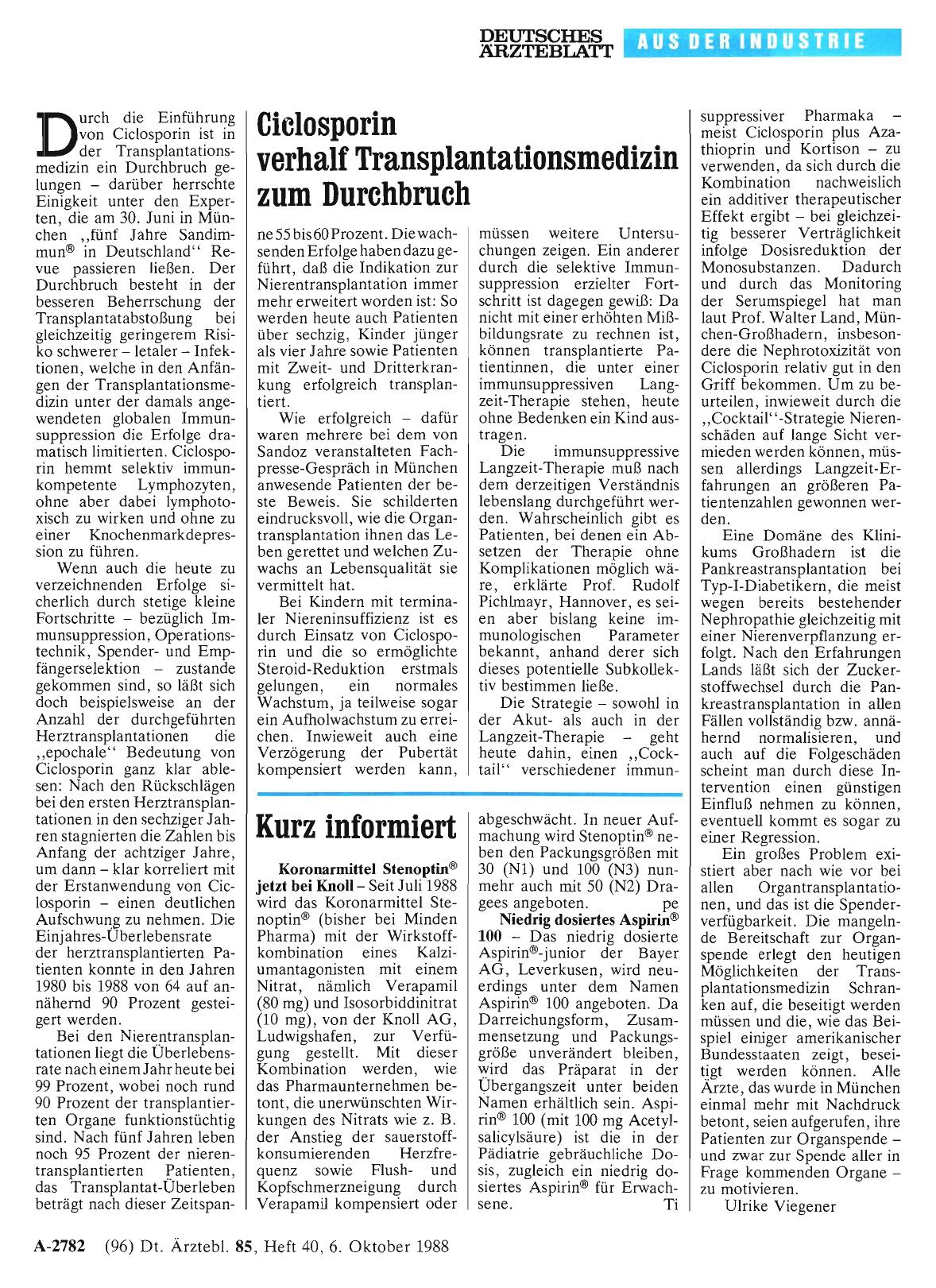 Vorschauseite 1: Kurz informiert