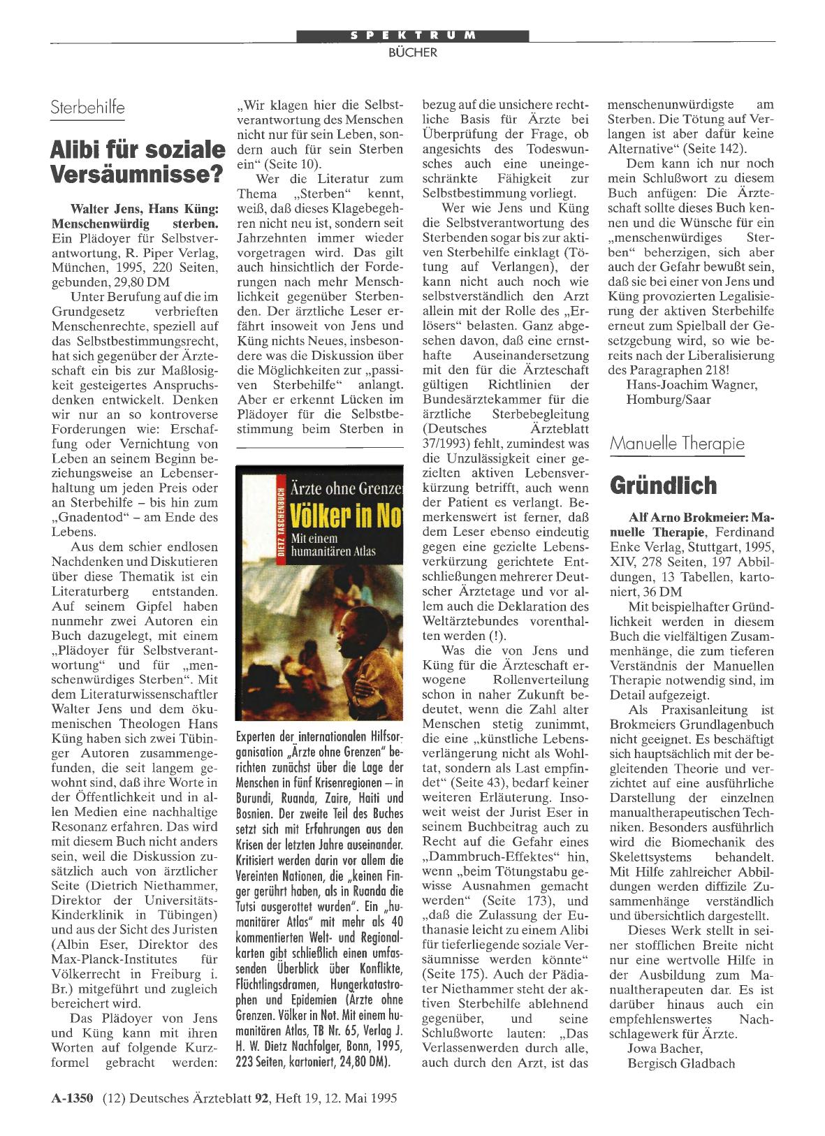 Vorschauseite 1: Sterbehilfe: Alibi für soziale Versäumnisse?