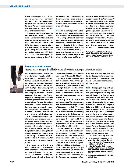 Vorschauseite 1: Fatigue bei Krebserkrankungen: Bewegungstherapie ist effektiver als eine Behandlung mit Medikamenten