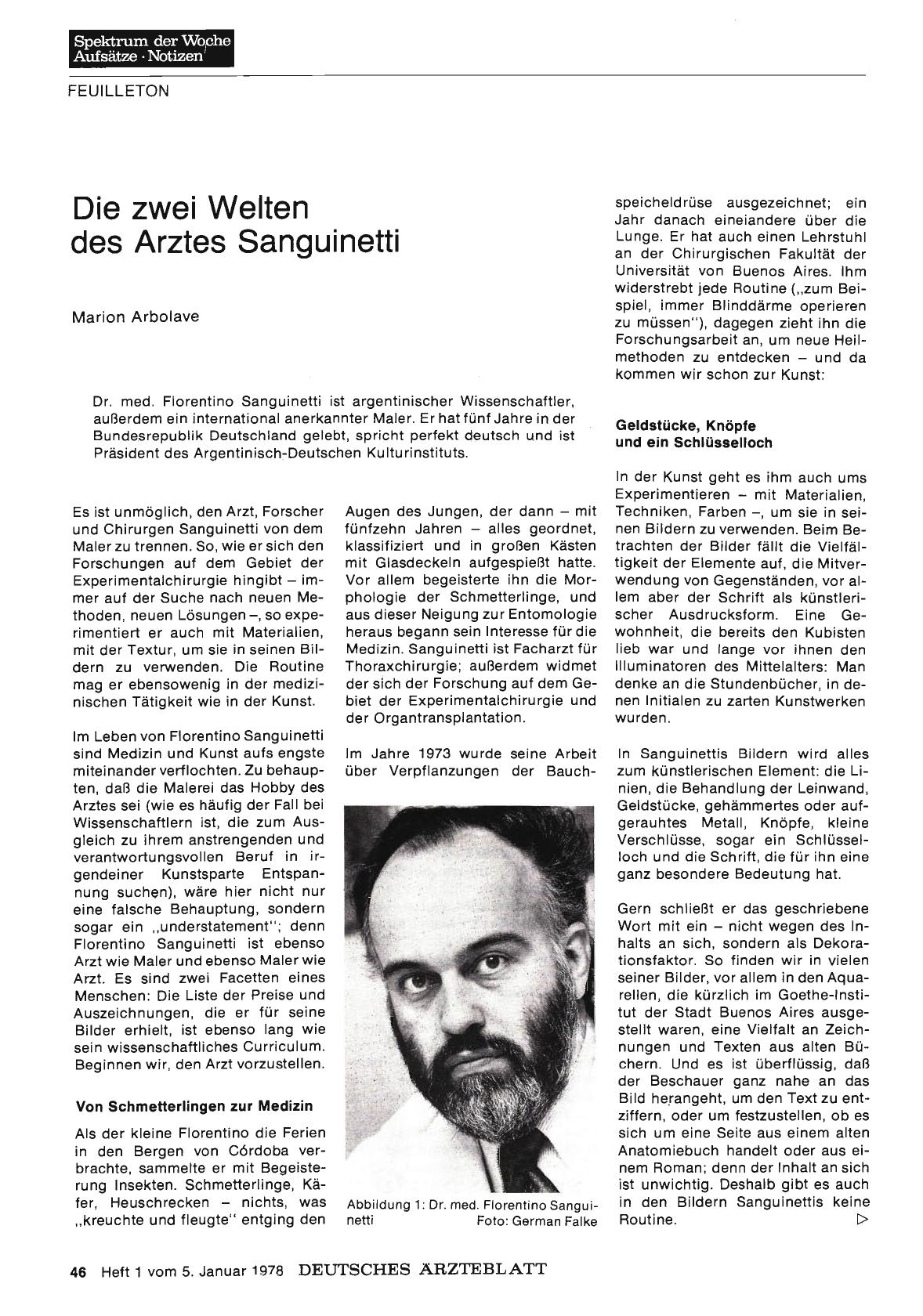 Vorschauseite 1: Die zwei Welten des Arztes Sanguinetti