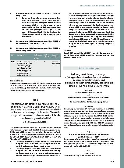 Vorschauseite 3: Beschluss des Bewertungsausschusses nach § 87 Abs. 1 Satz 1 SGB V in seiner 722. Sitzung (schriftliche Beschlussfassung) zur Änderung des Einheitlichen Bewertungsmaßstabes (EBM)