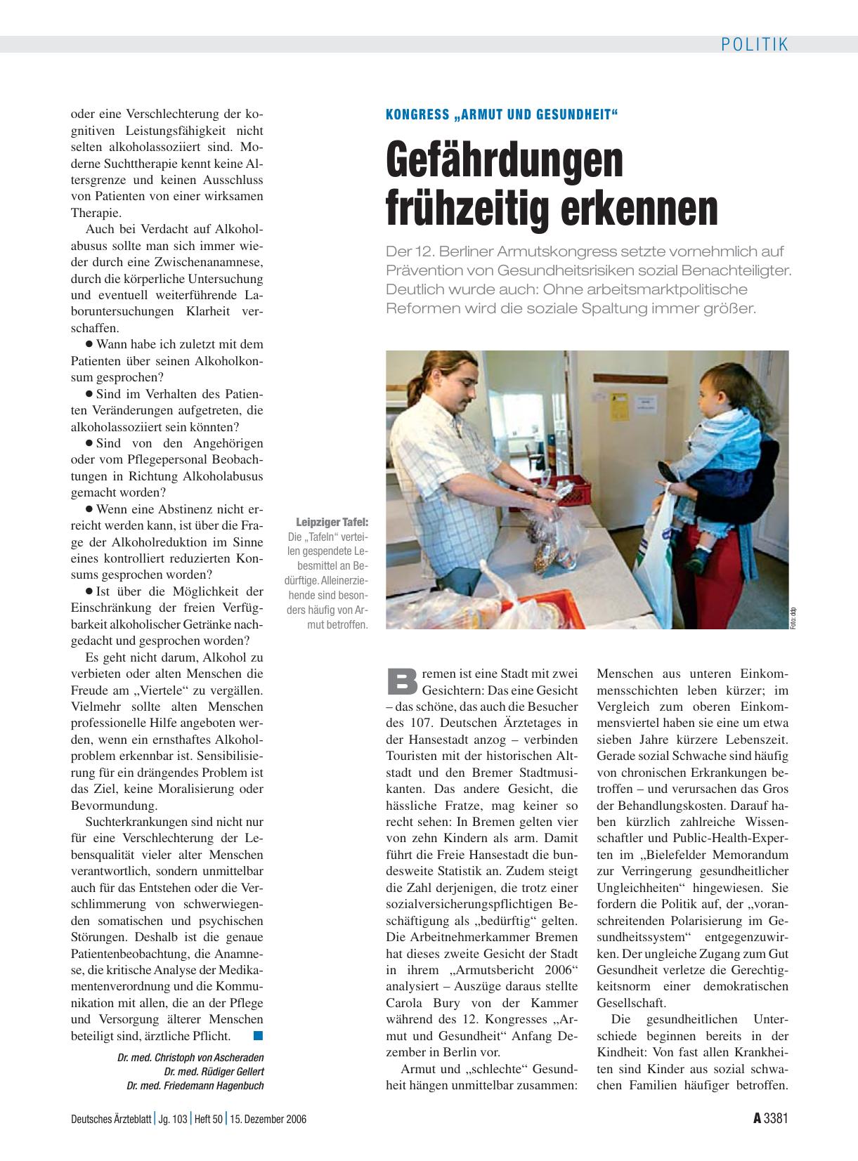 Vorschauseite 1: Kongress „Armut und Gesundheit“: Gefährdungen frühzeitig erkennen