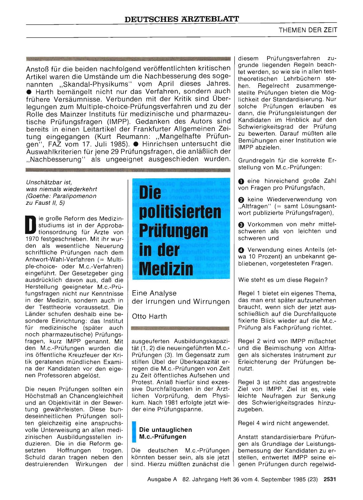 Vorschauseite 1: Die politisierten Prüfungen in der Medizin