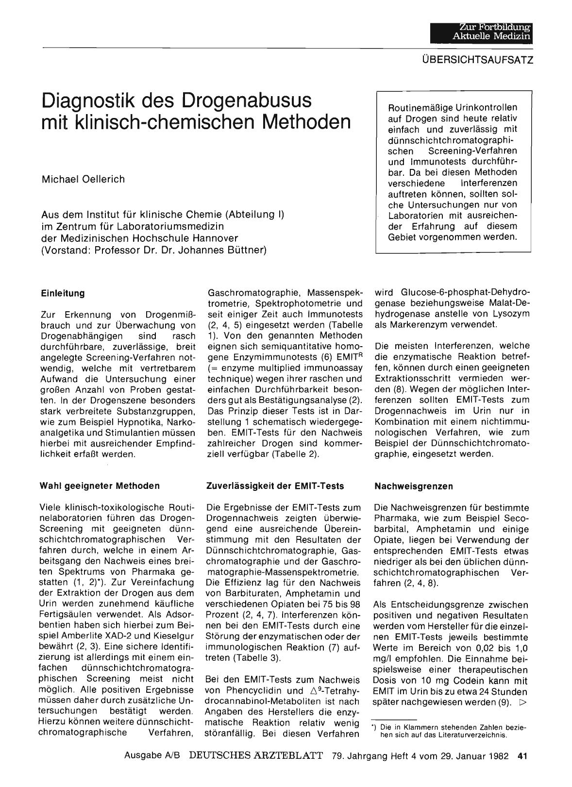 Vorschauseite 1: Diagnostik des Drogenabusus mit klinisch-chemischen Methoden