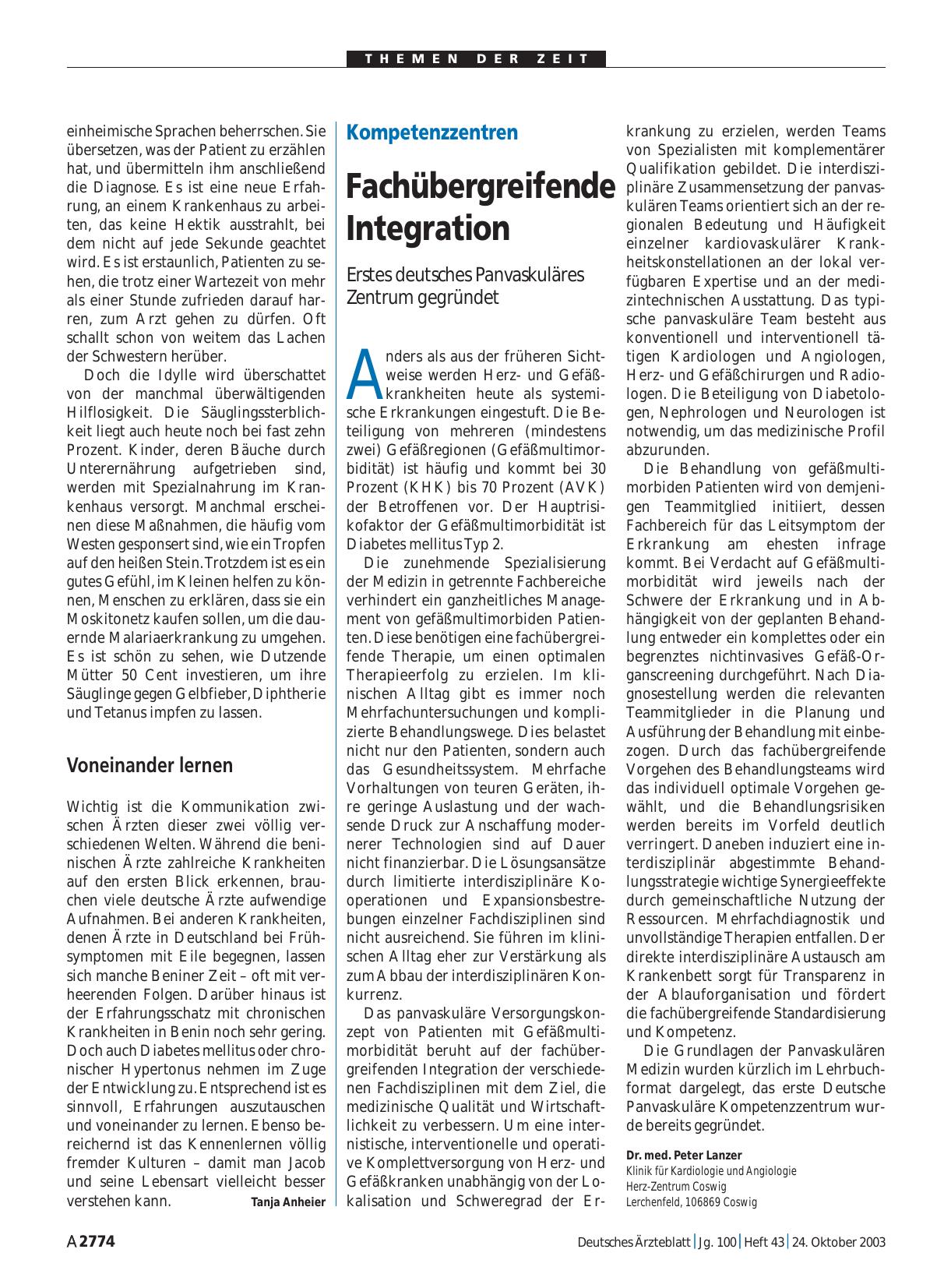 Vorschauseite 1: Kompetenzzentren: Fachübergreifende Integration