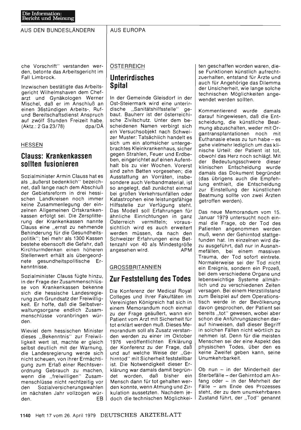 Vorschauseite 1: Österreich: Unterirdisches Spital
