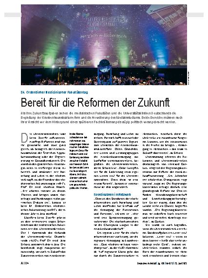Vorschauseite 1: 84. Ordentlicher Medizinischer Fakultätentag: Bereit für die Reformen der Zukunft