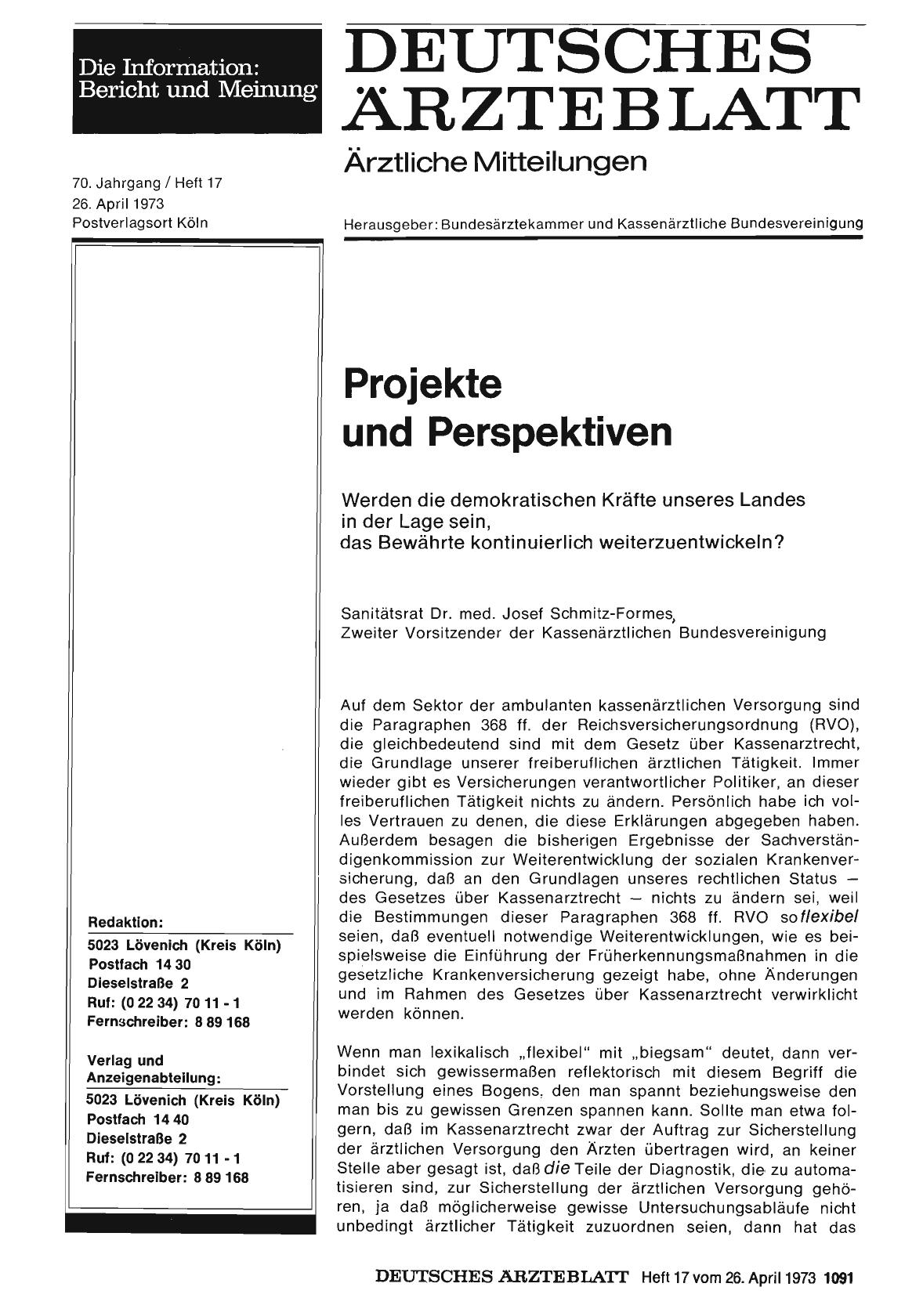 Vorschauseite 1: Projekte und Perspektiven: Werden die demokratischen Kräfte unseres Landes in der Lage sein, das Bewährte kontinuierlich weiterzuentwickeln?