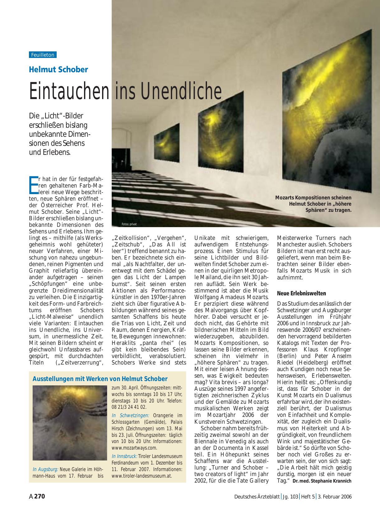 Vorschauseite 1: Helmut Schober: Eintauchen ins Unendliche