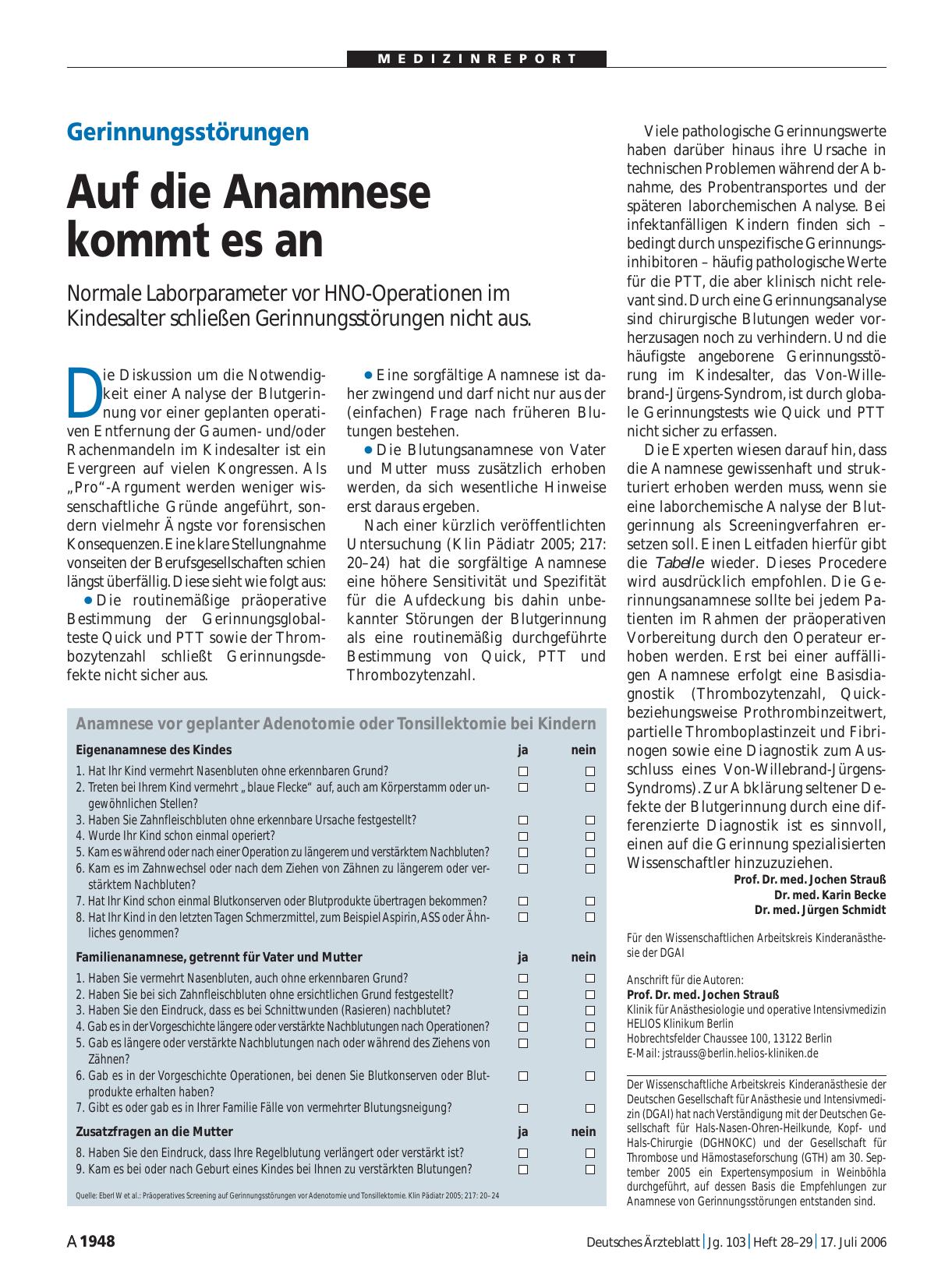 Vorschauseite 1: Gerinnungsstörungen Auf die Anamnese kommt es an