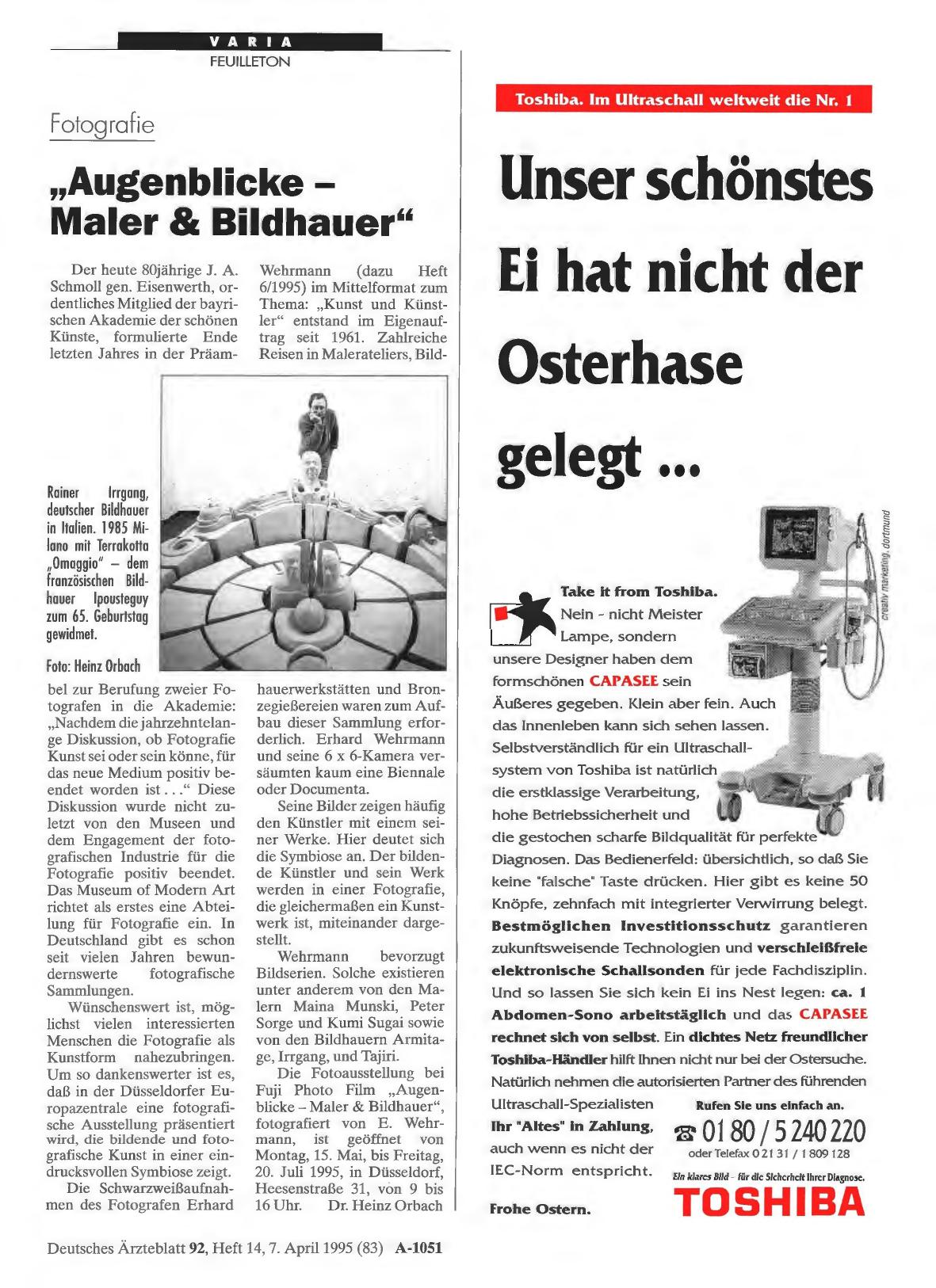 Vorschauseite 1: Fotografie: „Augenblicke - Maler & Bildhauer“