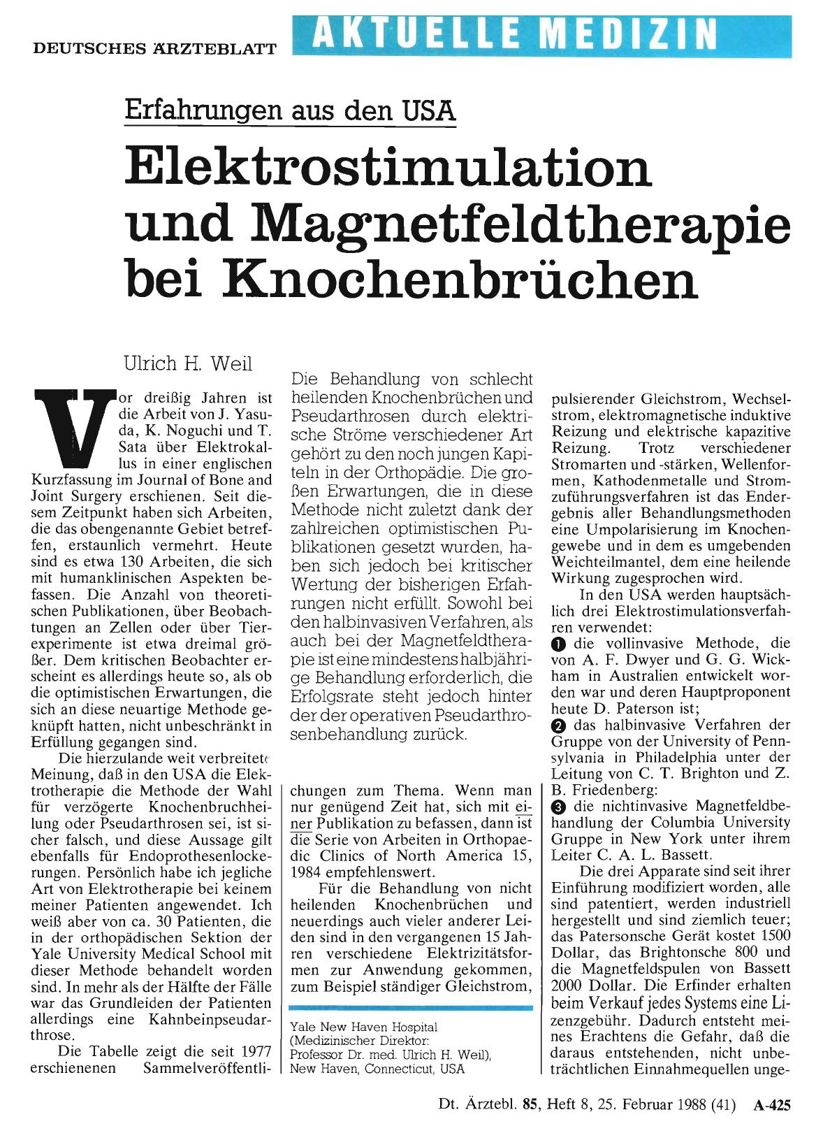 Vorschauseite 1: Erfahrungen aus den USA: Elektrostimulation und Magnetfeldtherapie bei Knochenbrüchen