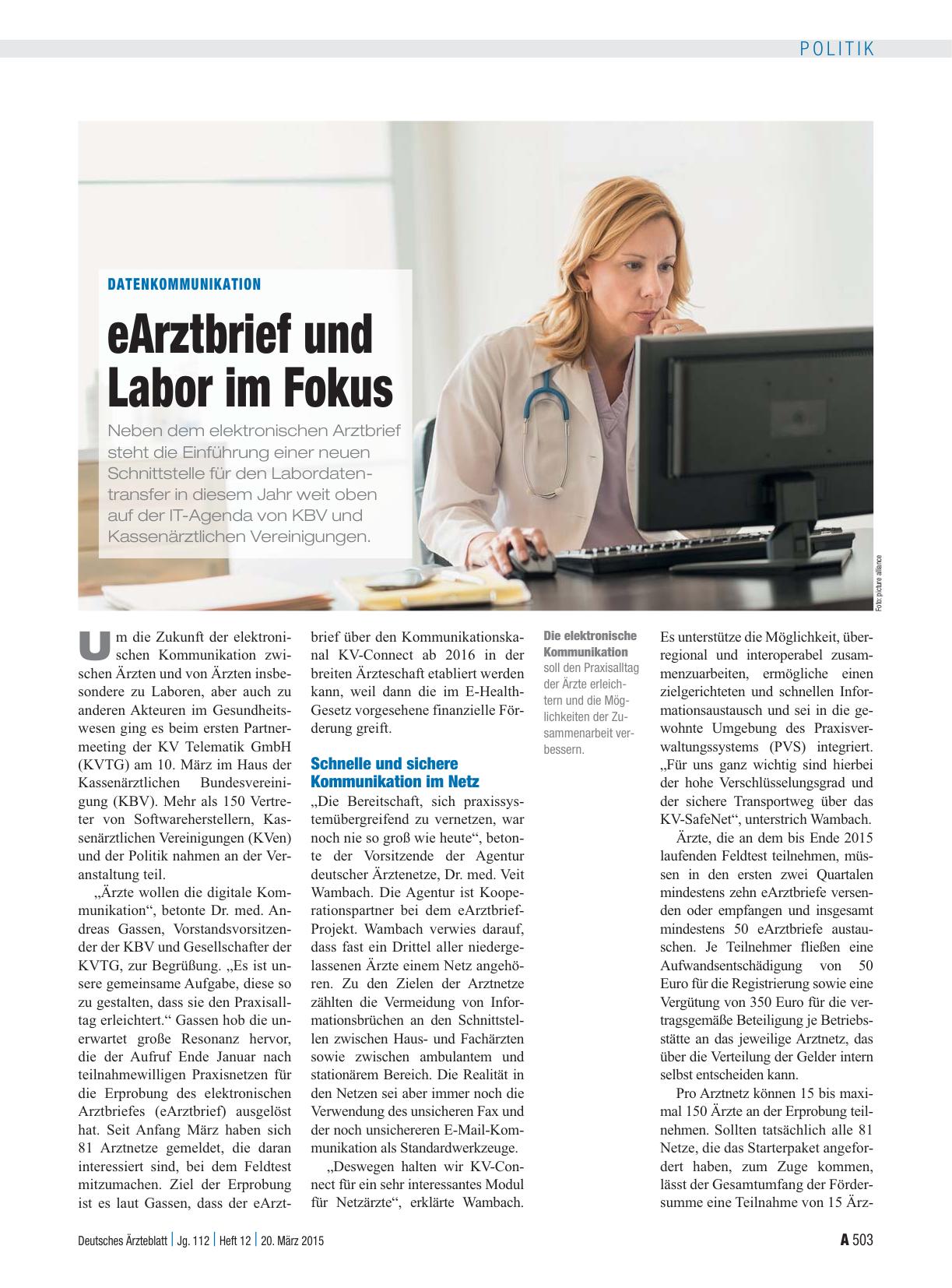 Vorschauseite 1: Datenkommunikation: eArztbrief und Labor im Fokus