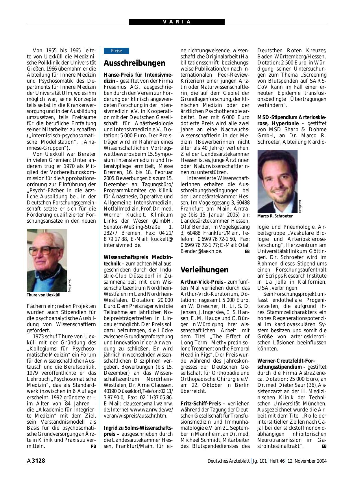 Vorschauseite 1: Ausschreibungen