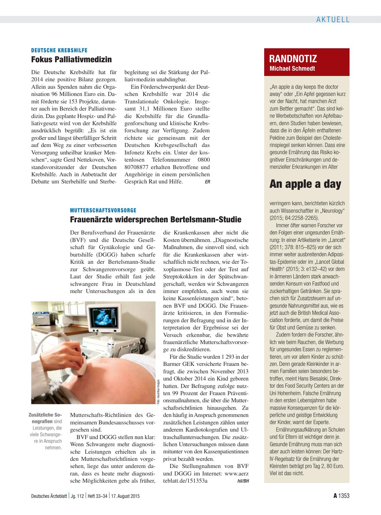 Vorschauseite 1: Deutsche Krebshilfe: Fokus Palliativmedizin