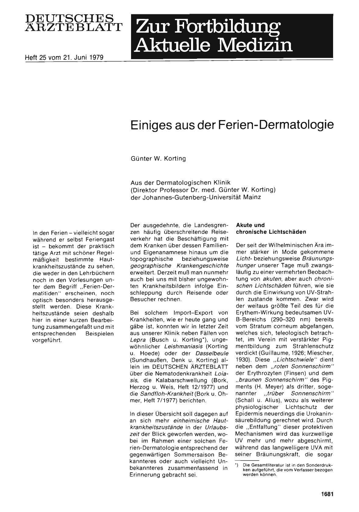 Vorschauseite 1: Einiges aus der Ferien-Dermatologie