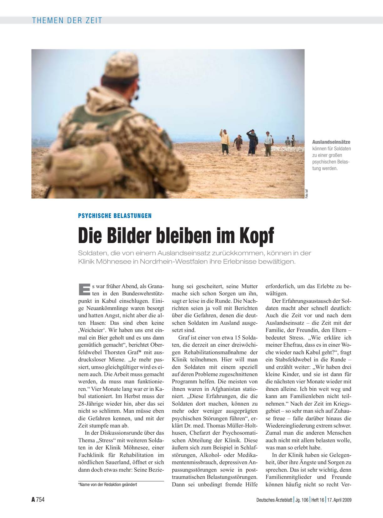 Vorschauseite 1: Psychische Belastungen: Die Bilder bleiben im Kopf
