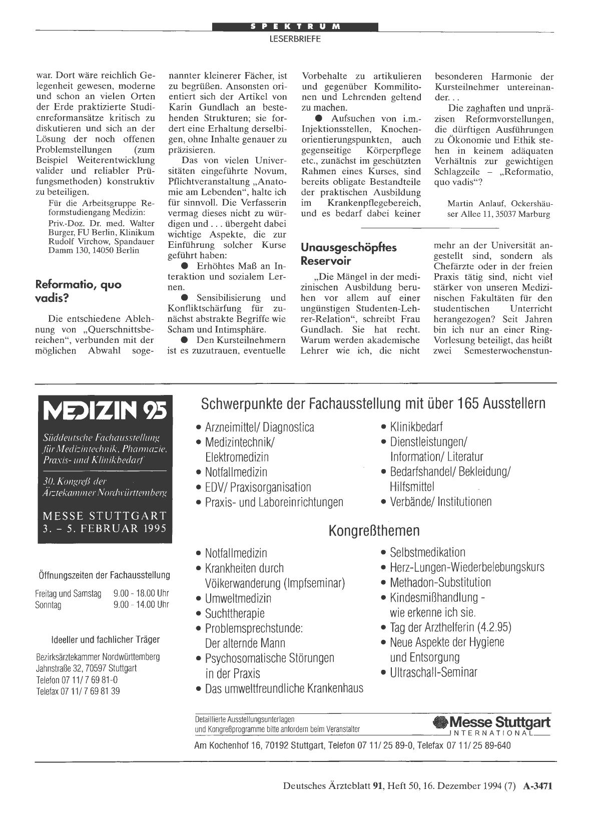 Vorschauseite 1: Studium: Reformatio, quo vadis?