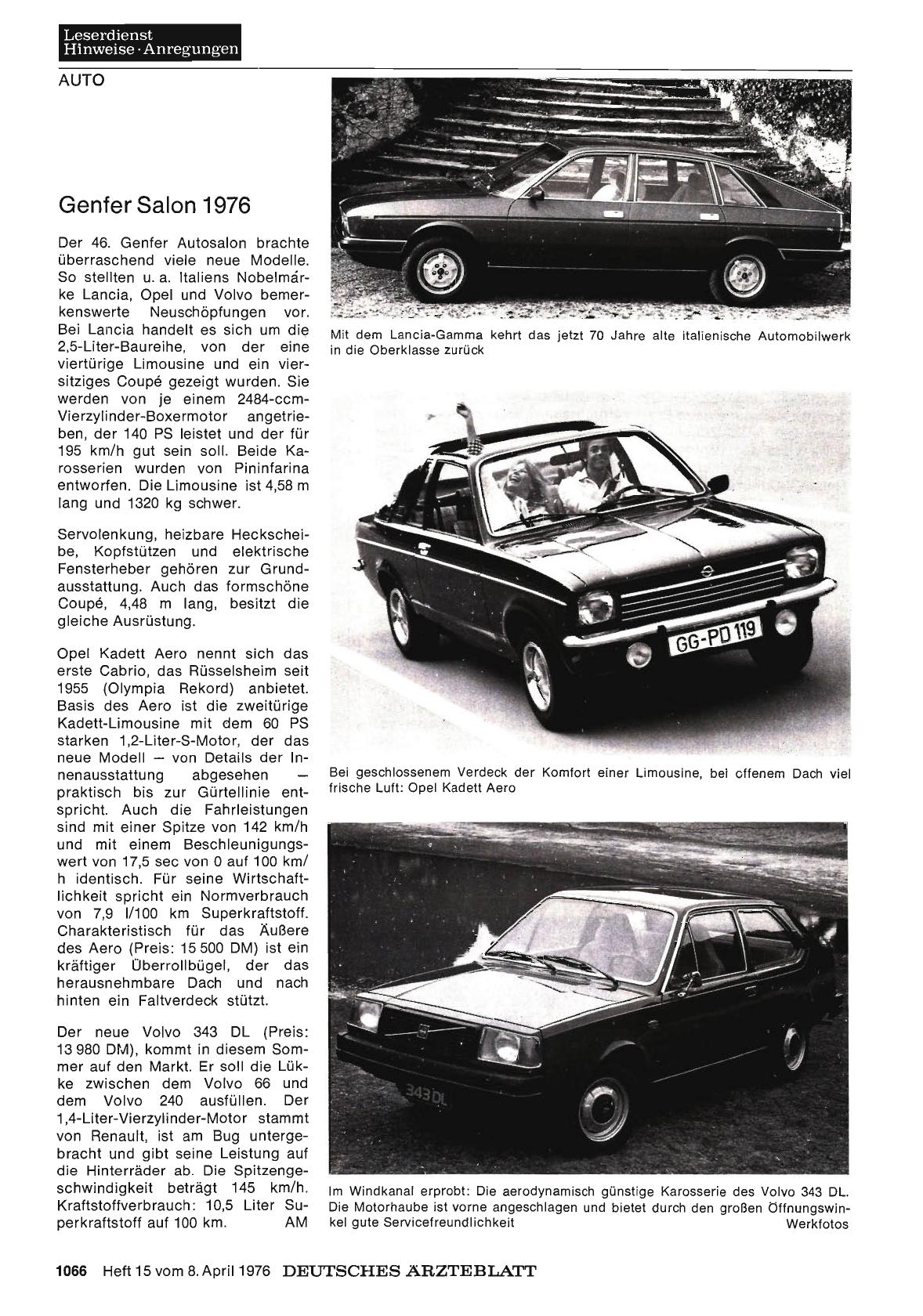 Vorschauseite 1: Genfer Salon 1976